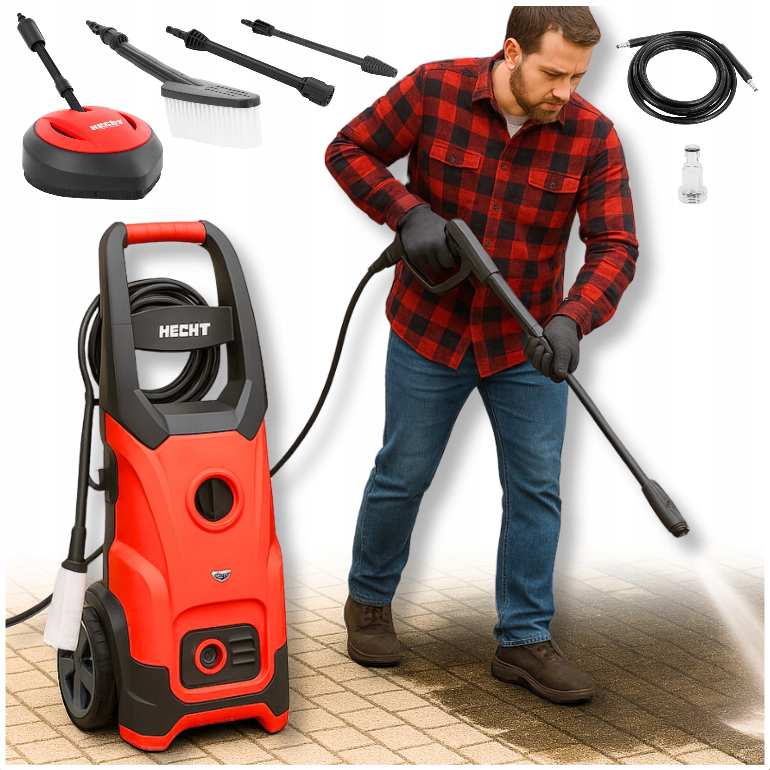 SELF-SUCTION PRESSURE WASHER HECHT 32000 NOZZLES HIGH POWER 2000W 160BAR