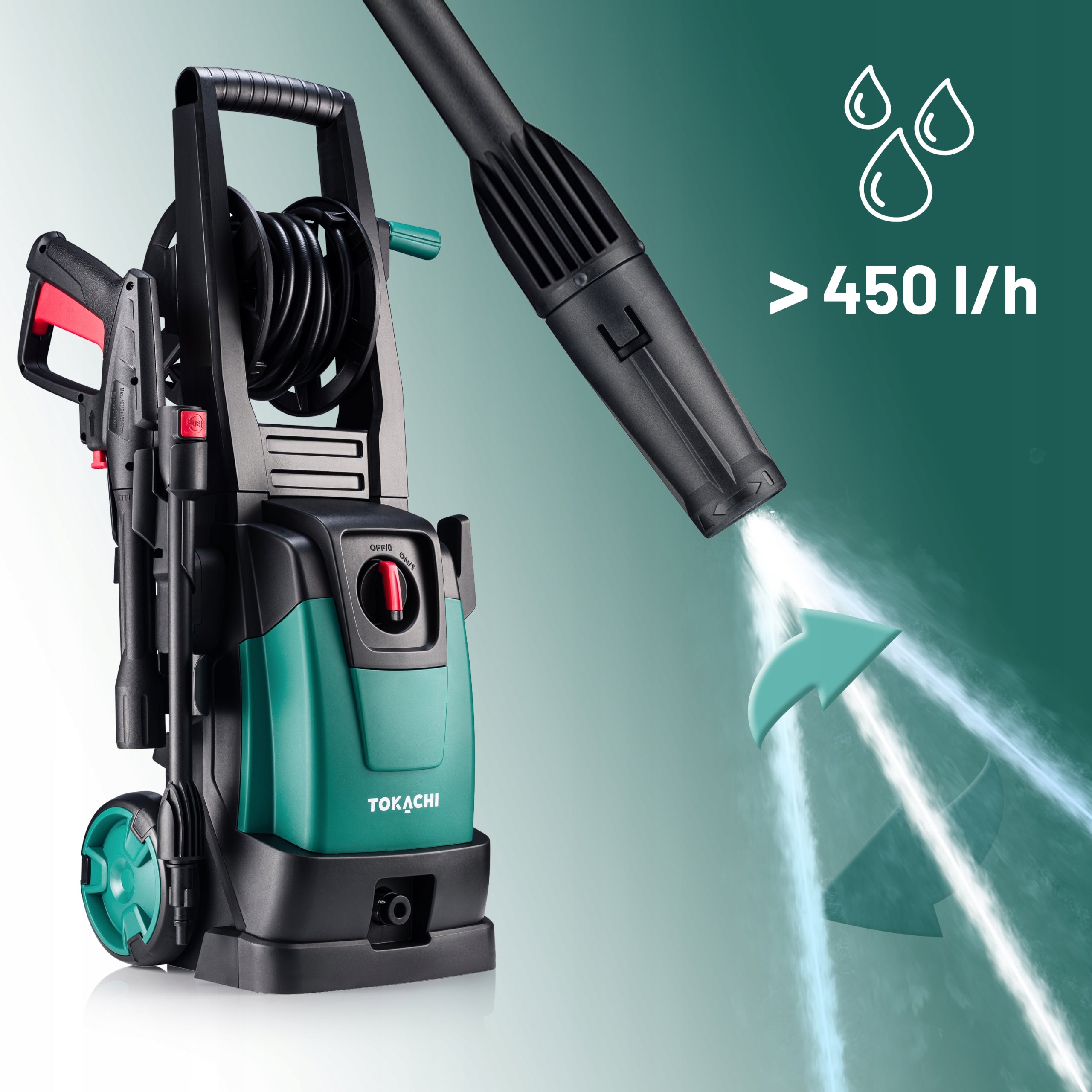 SELF-SUCTION PRESSURE WASHER POWERFUL PUMP 2000W TURBO NOZZLE L6 RETRACTOR SET Manufacturer code NAR/MYJ/01