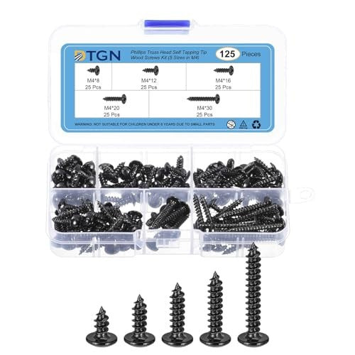 SELF-TAPPING SCREWS BLACK FOR WOOD SET OF 125 PIECES 5 SIZES Brand no brand
