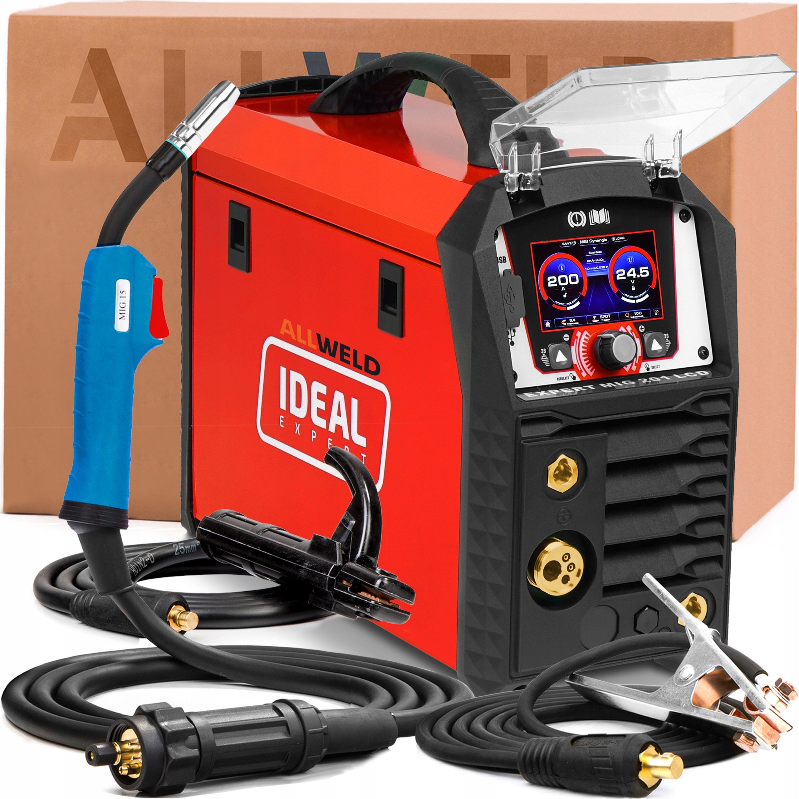 SEMI-AUTOMATIC IDEAL EXPERT MIG 201 LCD 230V SYNERGY MMA TIG LIFT SOLDERING Packaging status original