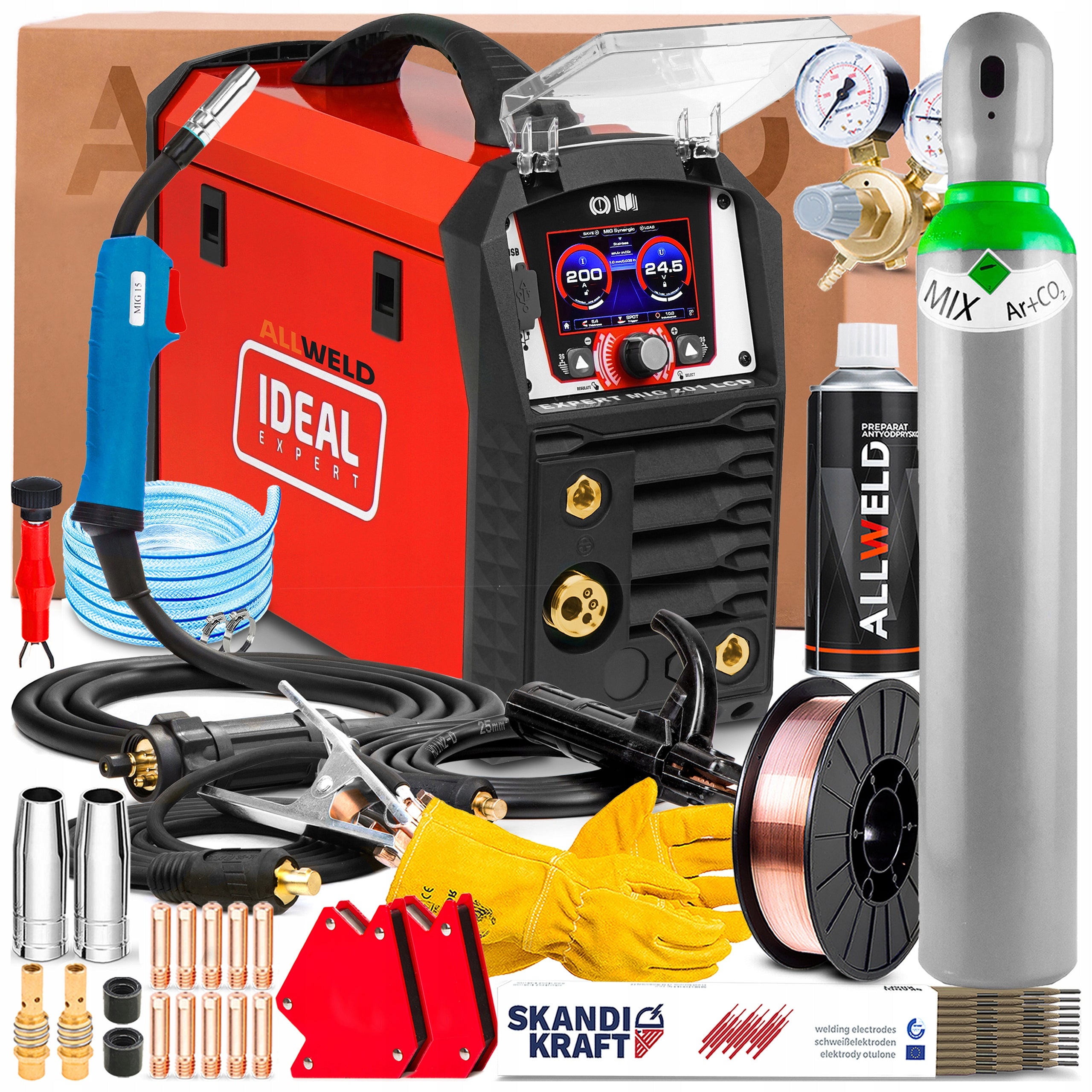 SEMI-AUTOMATIC IDEAL EXPERT MIG 201 LCD 230V SYNERGY MMA TIG LIFT SOLDERING
