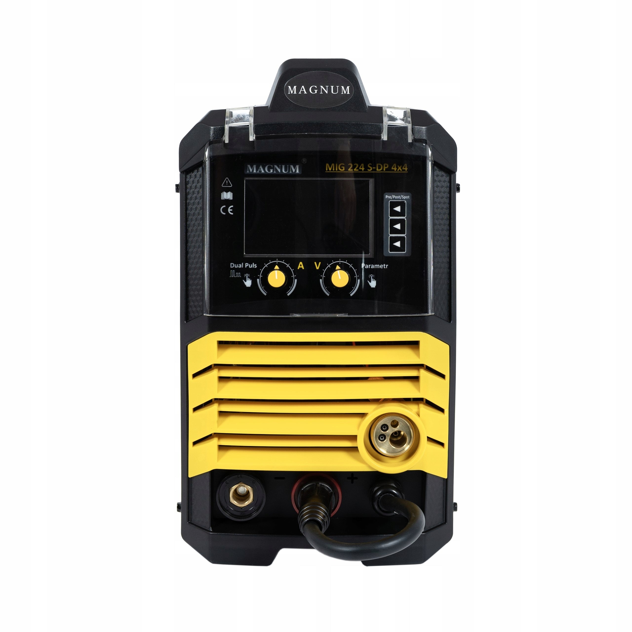 SEMI-AUTOMATIC INVERTER MAGNUM MIG 224 LCD DUAL PULSE MMA SYNERGY 4x4, 200A 60% Welding methods MIG/MAG MMA TIG