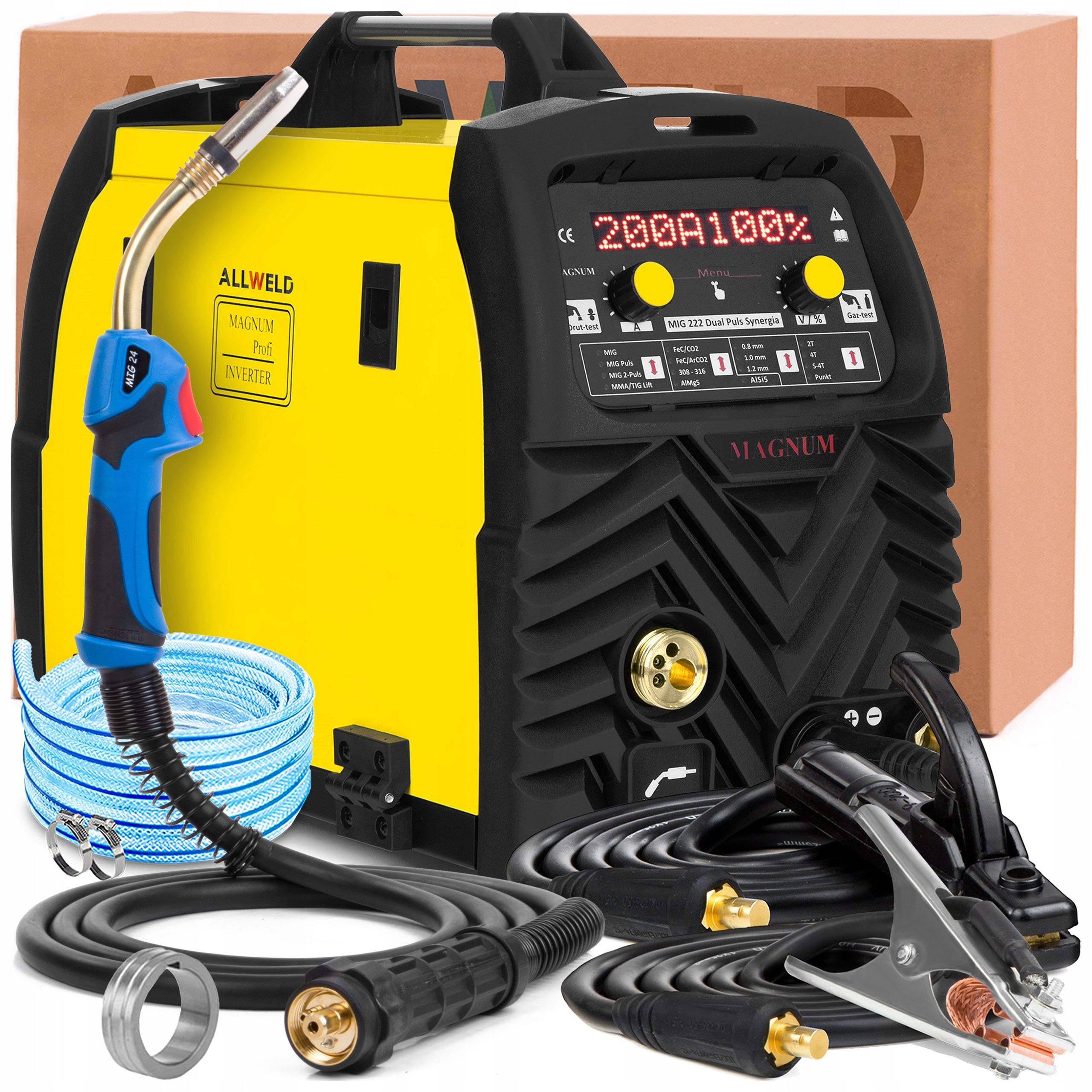 SEMI-AUTOMATIC MAGNUM MIG 222 DUAL PULSE SYNERGY 230V 200A TIG LIFT SPOT FLUX Packaging status original