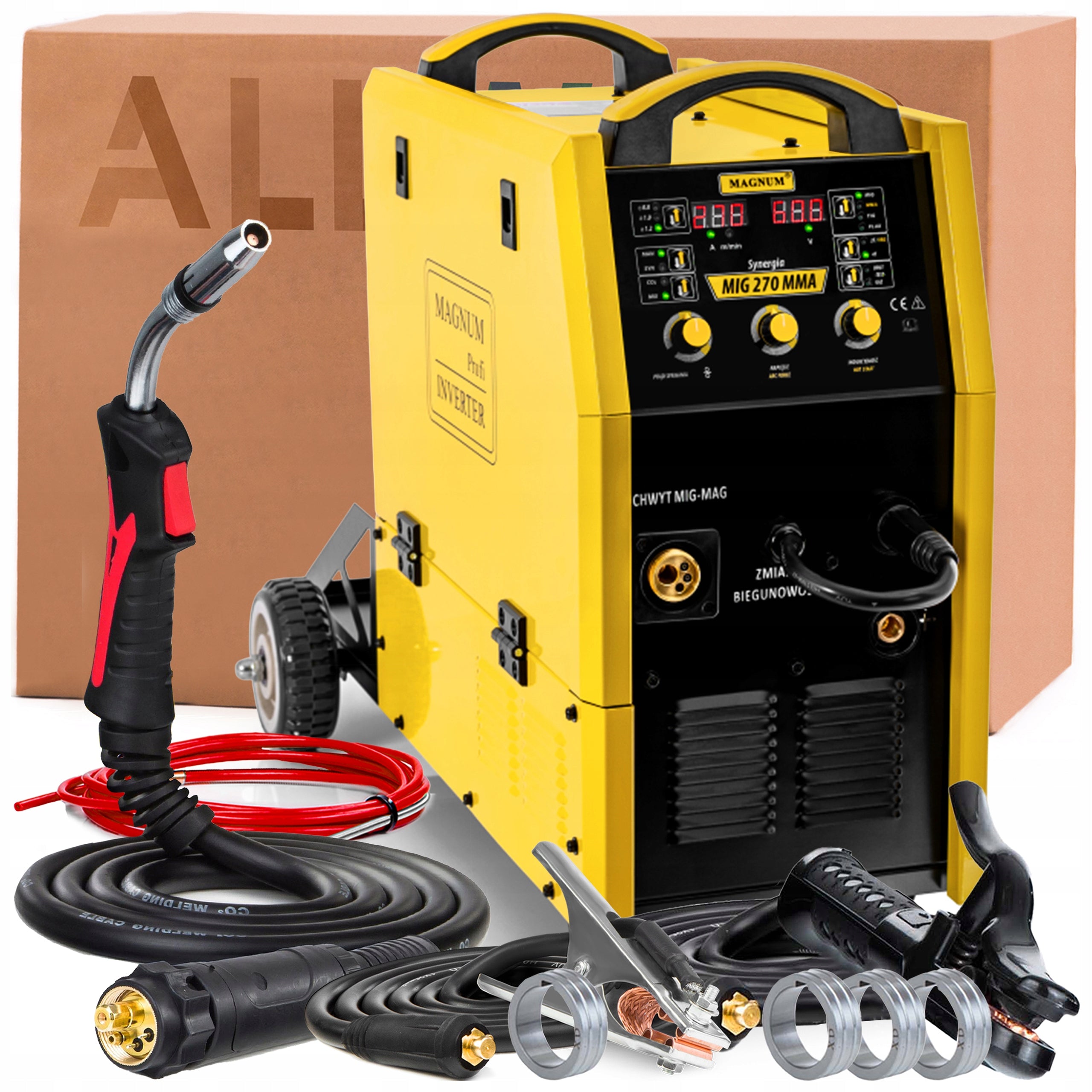 SEMI-AUTOMATIC MAGNUM MIG 270 MMA 400V 270A TIG DC MMA SYNERGY FOR STEEL AND ALU Packaging status original
