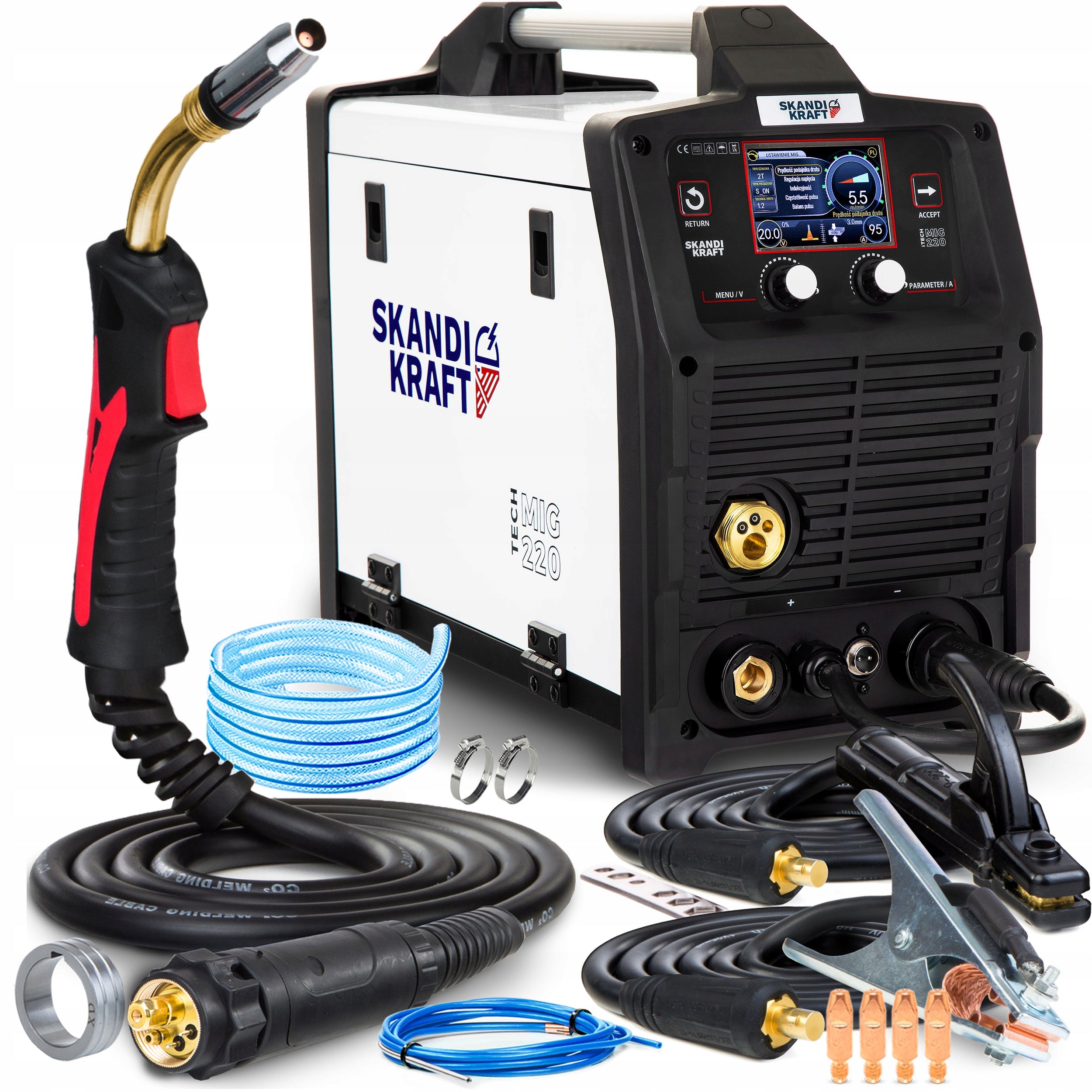 SEMI-AUTOMATIC WELDER MIGOMAT MIG/TIG/MMA iTECH MIG 220 DP 200A SKANDI KRAFT