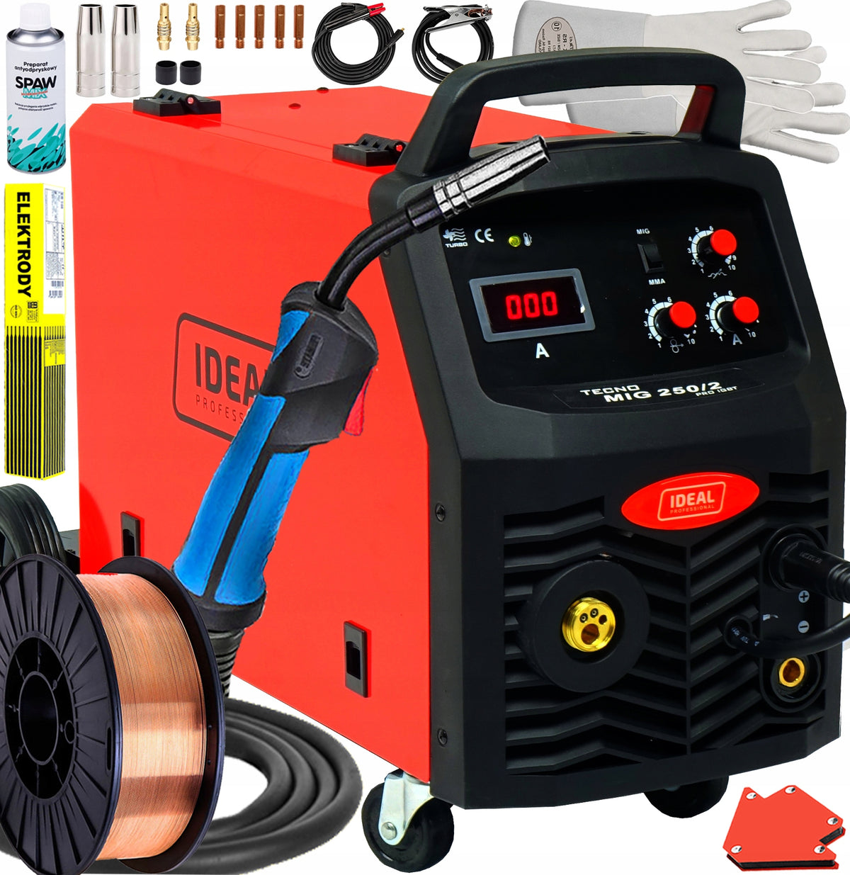 SEMI-AUTOMATIC WELDING MACHINE 250 MMA TIG 3W1 400V FLUX EURO