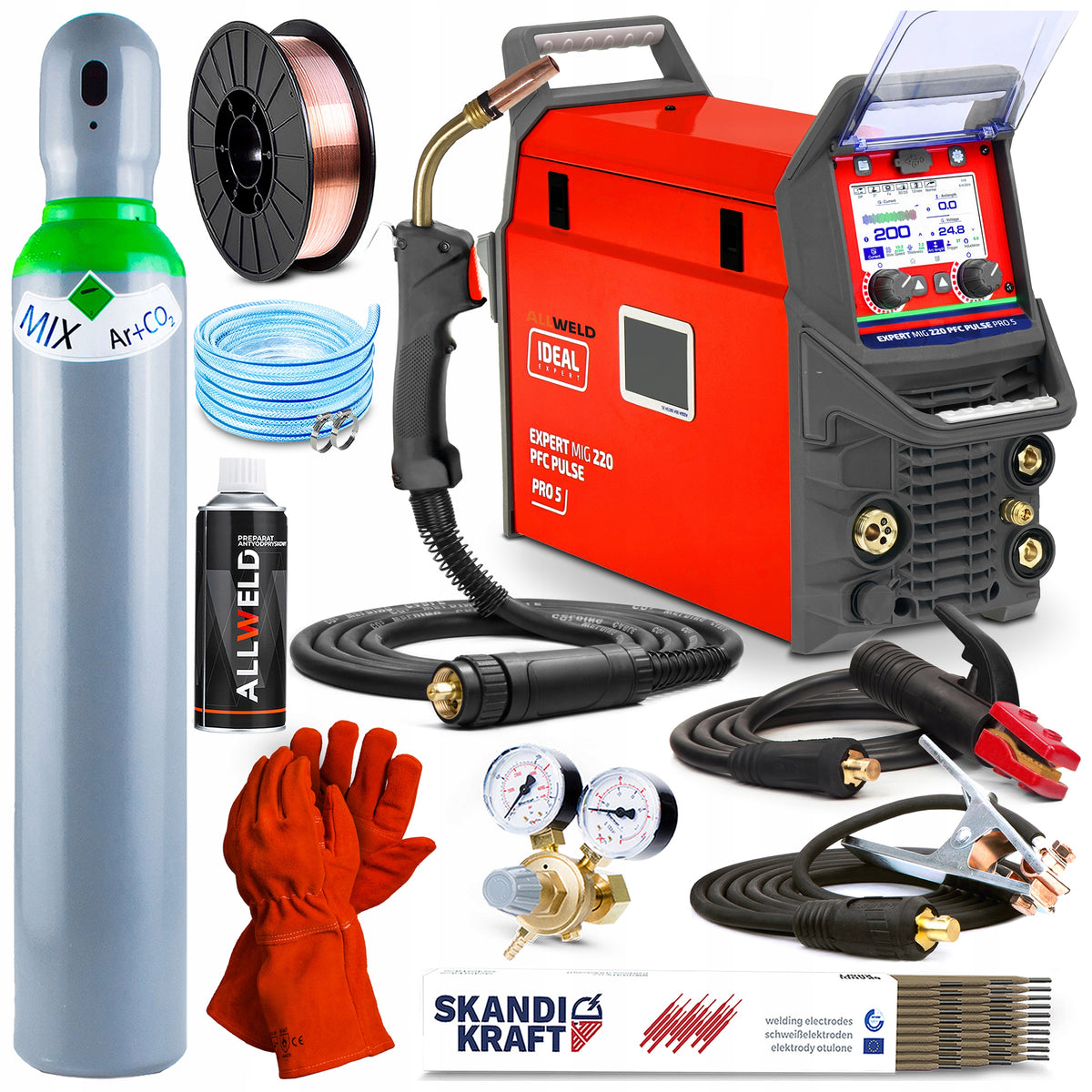 SEMI-AUTOMATIC WELDING MACHINE IDEAL EXPERT MIG 220 PFC PULSE PRO5 LCD MMA TIG 200A