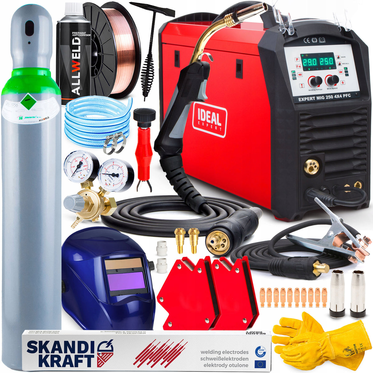 SEMI-AUTOMATIC WELDING MACHINE IDEAL EXPERT MIG 250 PFC MIG MAG MMA TIG 230V 250A
