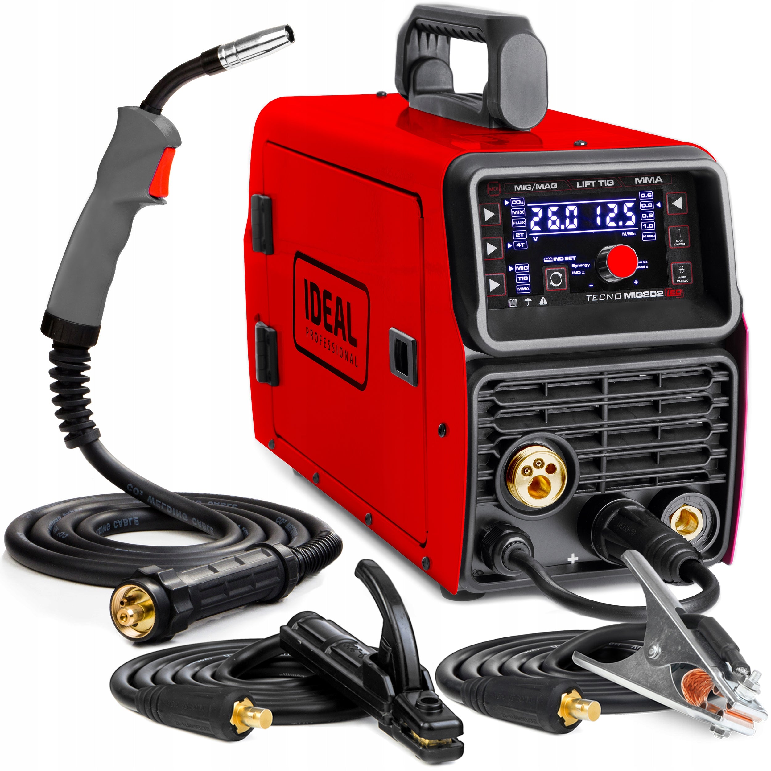 SEMI-AUTOMATIC WELDING MACHINE IDEAL TECNO MIG 202 LED MMA TIG SYNERGIC 200A 230V