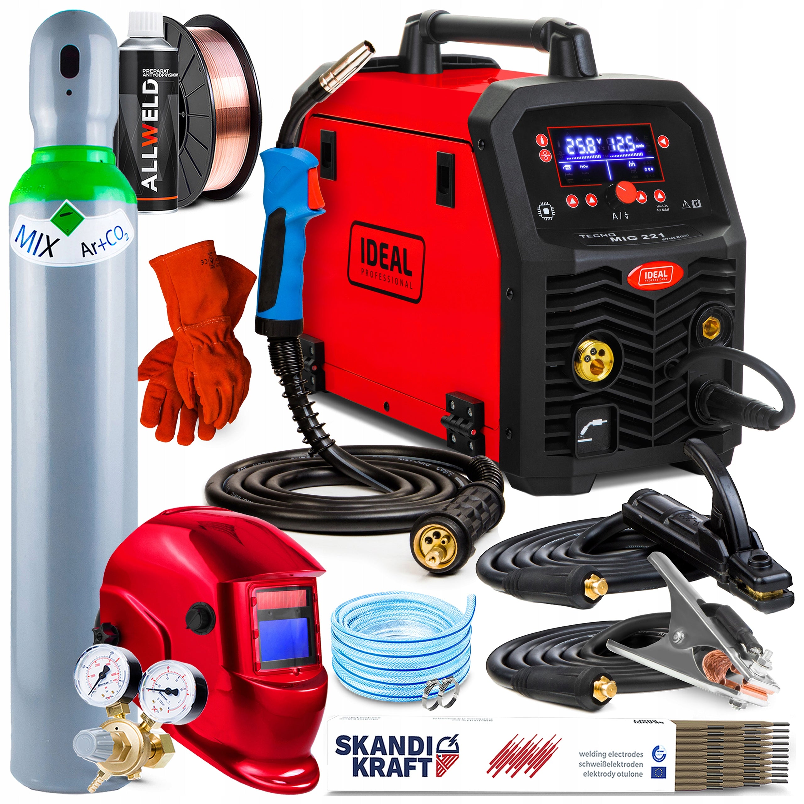 SEMI-AUTOMATIC WELDING MACHINE IDEAL TECNO MIG 221 SYNERGIC MMA TIG 200A