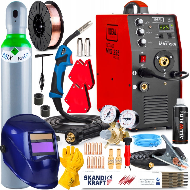 SEMI-AUTOMATIC WELDING MACHINE IDEAL TECNO MIG 225 PRO MAG MMA TIG ALU IGBT 3IN1