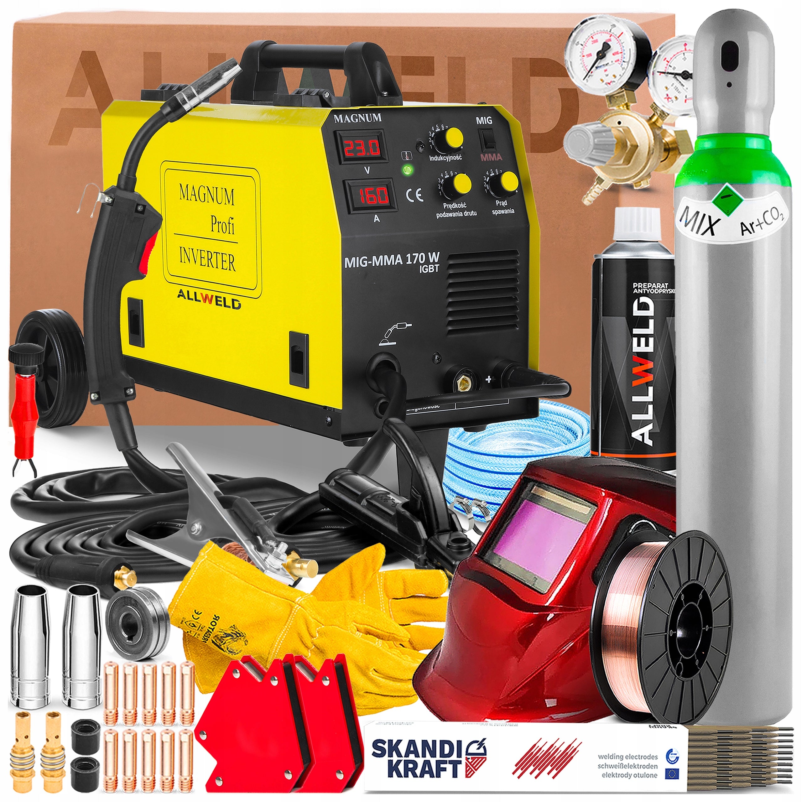 SEMI-AUTOMATIC WELDING MACHINE MAGNUM MIG 170W MMA 230V 160A SOLDERING FLUX