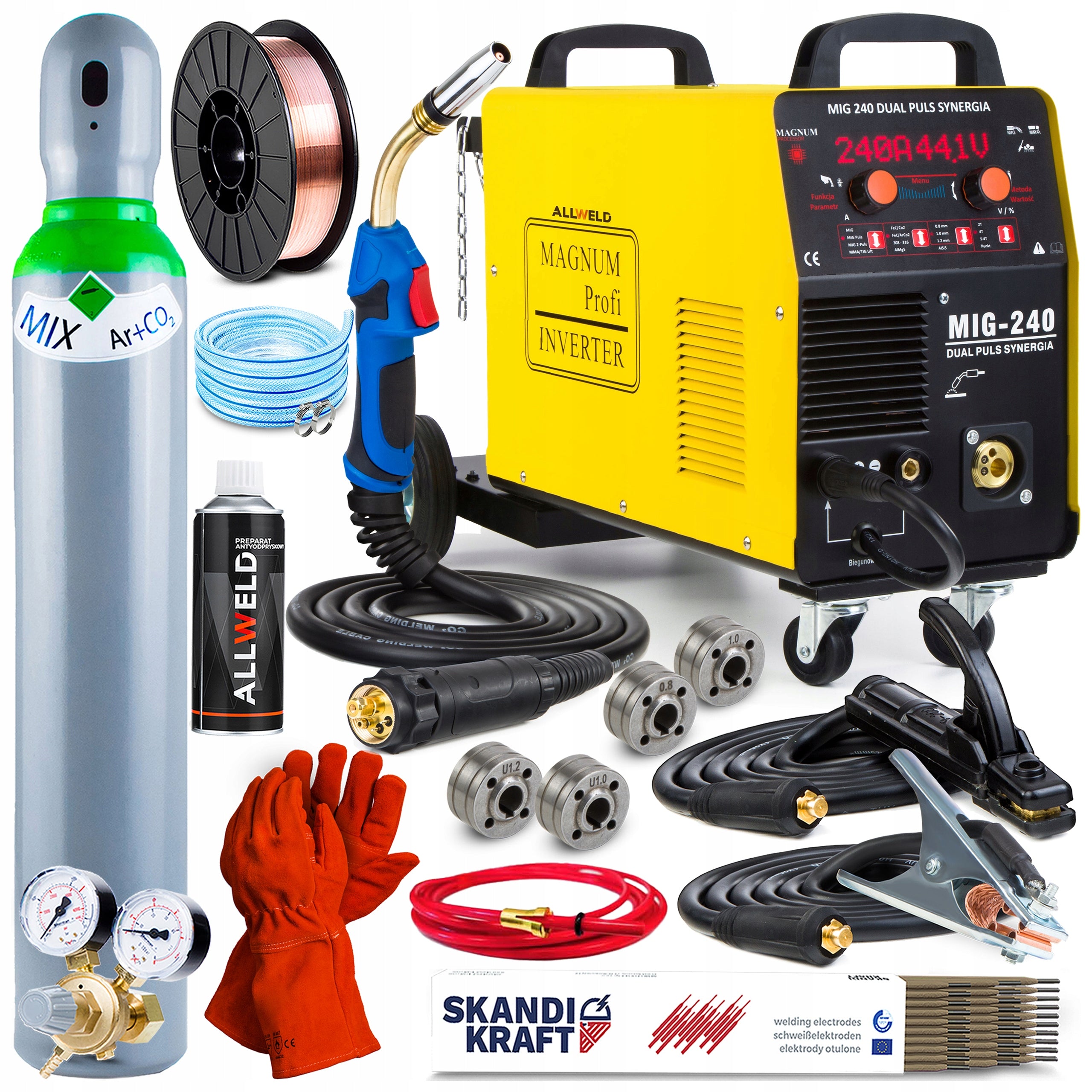 SEMI-AUTOMATIC WELDING MACHINE MAGNUM MIG 240 DUAL PULSE MAG MMA TIG 240A 230V 3IN1
