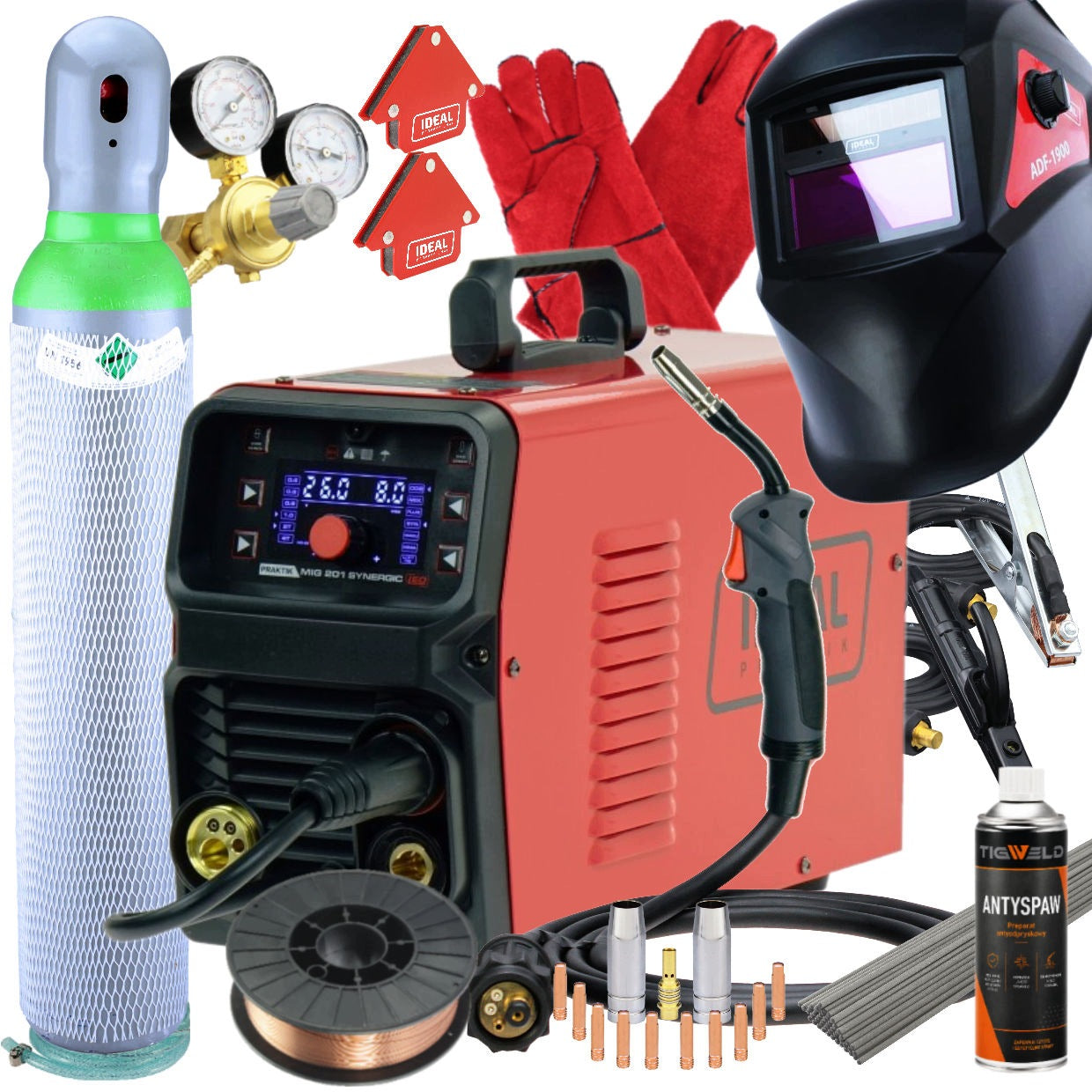 SEMI-AUTOMATIC WELDING MACHINE MIGOMAT 200A 230V MIG 201 MMA FLUX TIG LIFT SYNERGY