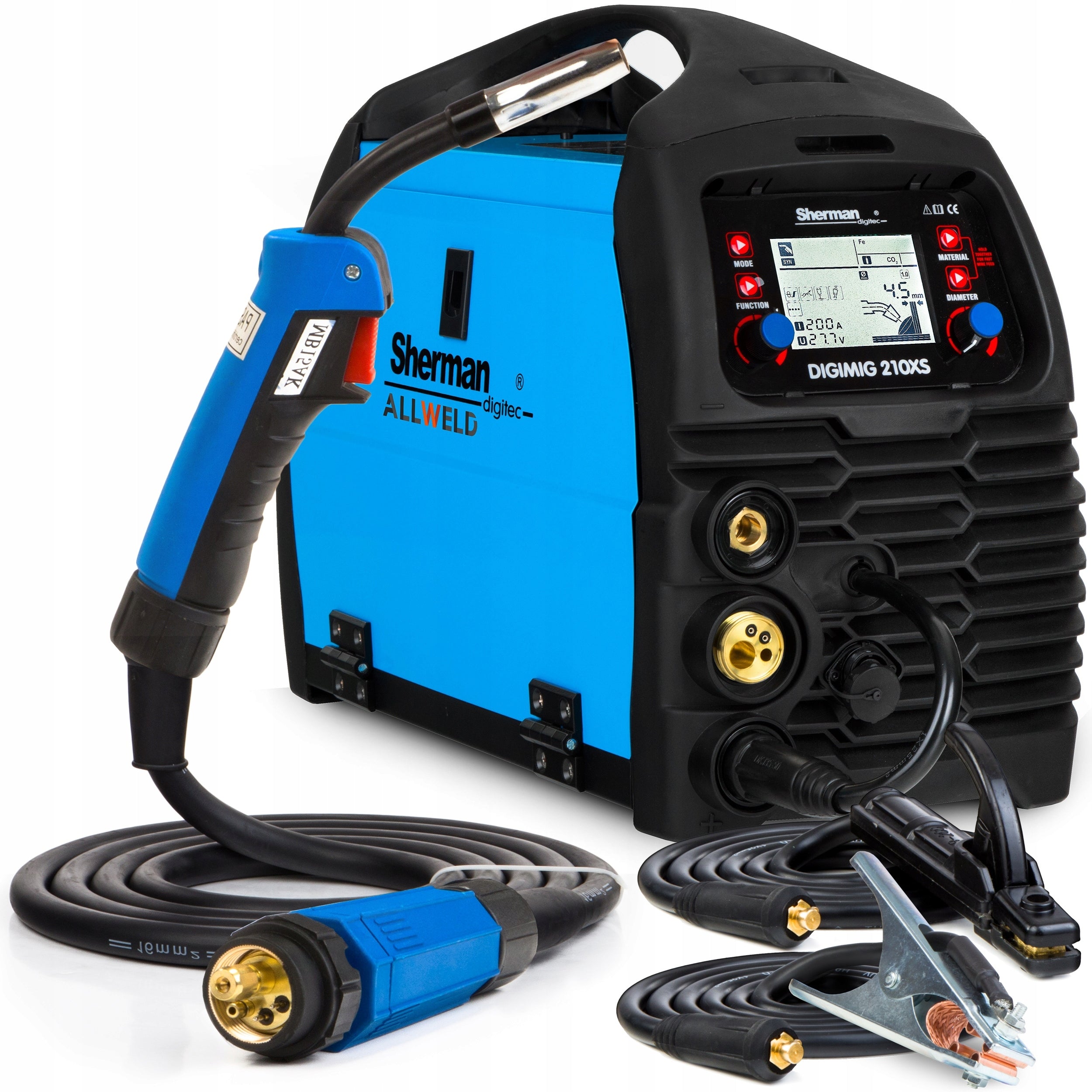 SEMI-AUTOMATIC WELDING MACHINE SHERMAN DIGIMIG 210XS MIG MAG MMA TIG 230V 200A 3IN1