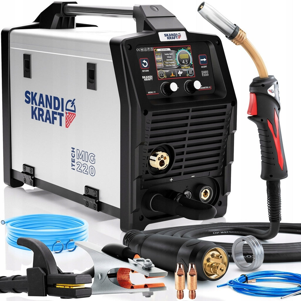 SEMI-AUTOMATIC WELDING MACHINE SKANDI KRAFT MIG 220 3IN1 SOLDERING SYNERGY 200A