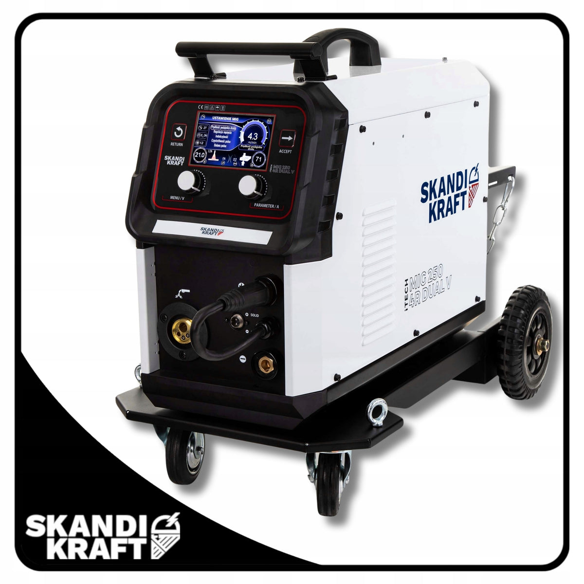 SEMI-AUTOMATIC WELDING MACHINE SKANDI KRAFT MIG 250 4R DUAL V MMA TIG 230V 400V Packaging status original