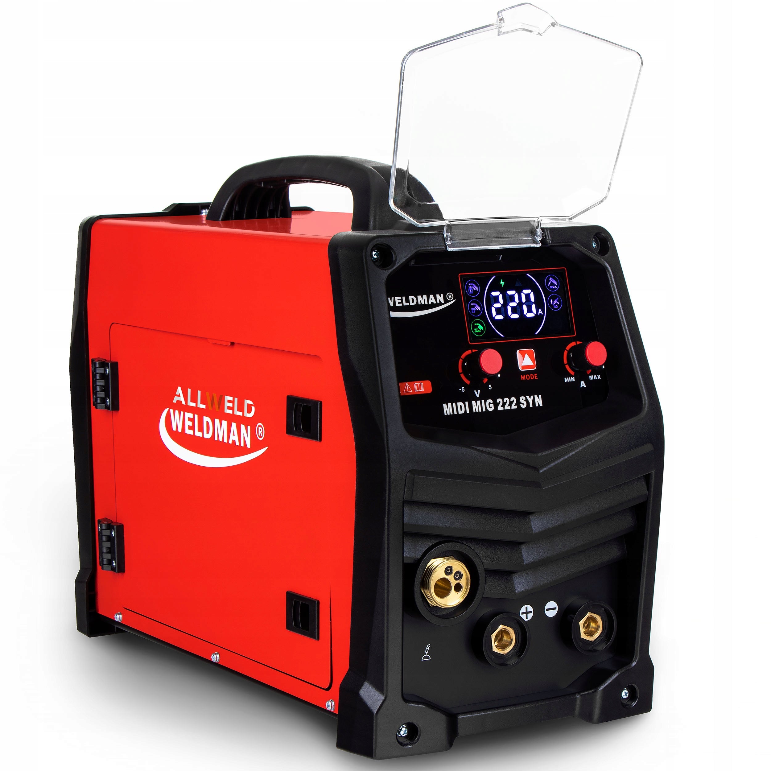 SEMI-AUTOMATIC WELDING MACHINE WELDMAN MIDI MIG 222 SYN MMA TIG 230V 220A IGBT FLUX Brand Weldman