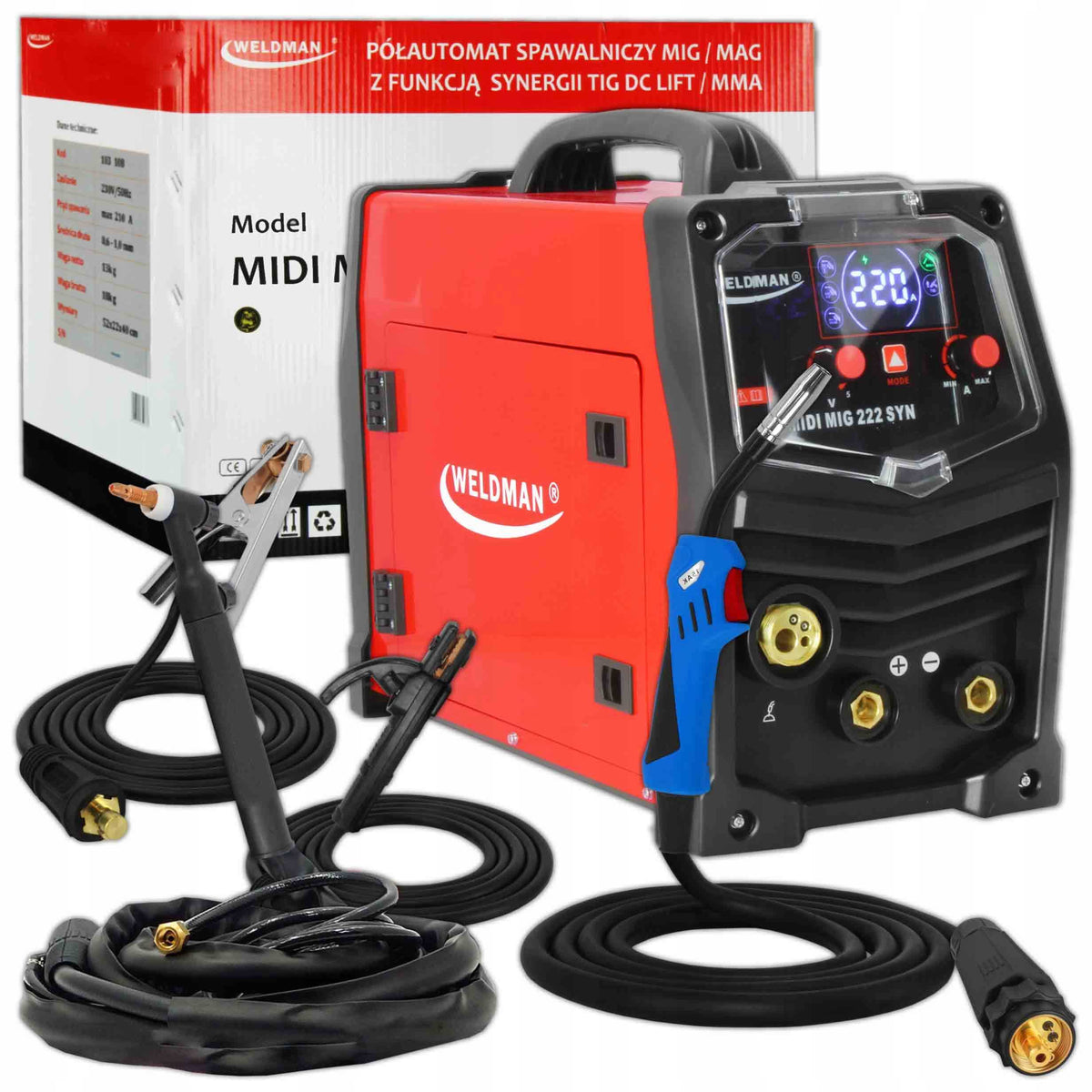 SEMI-AUTOMATIC WELDING MACHINE WELDMAN MIDI MIG222 SYN MIG/TIG/MMA