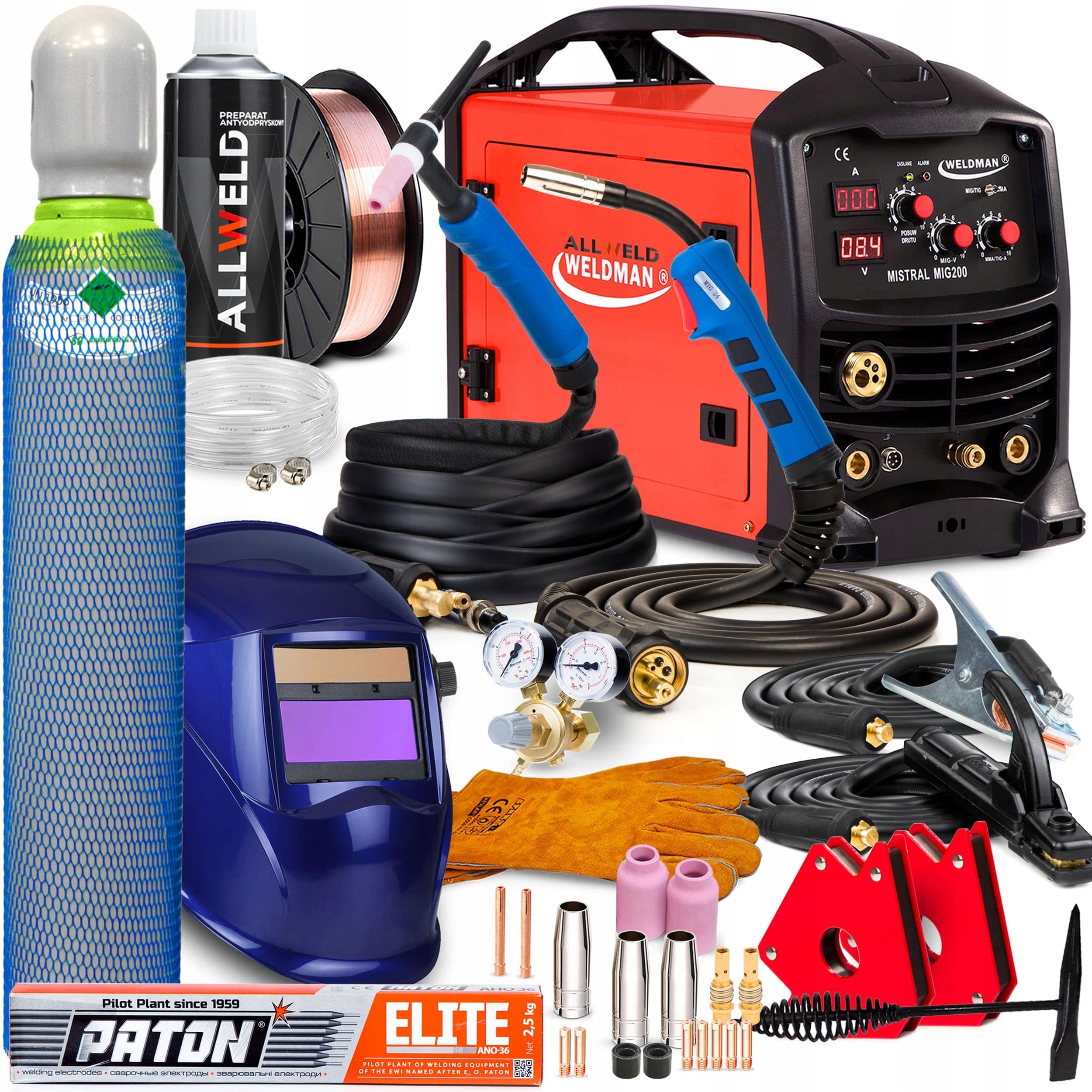 SEMI-AUTOMATIC WELDING MACHINE WELDMAN MISTRAL MIG 200 MAG MMA TIG 230V 200A IGBT