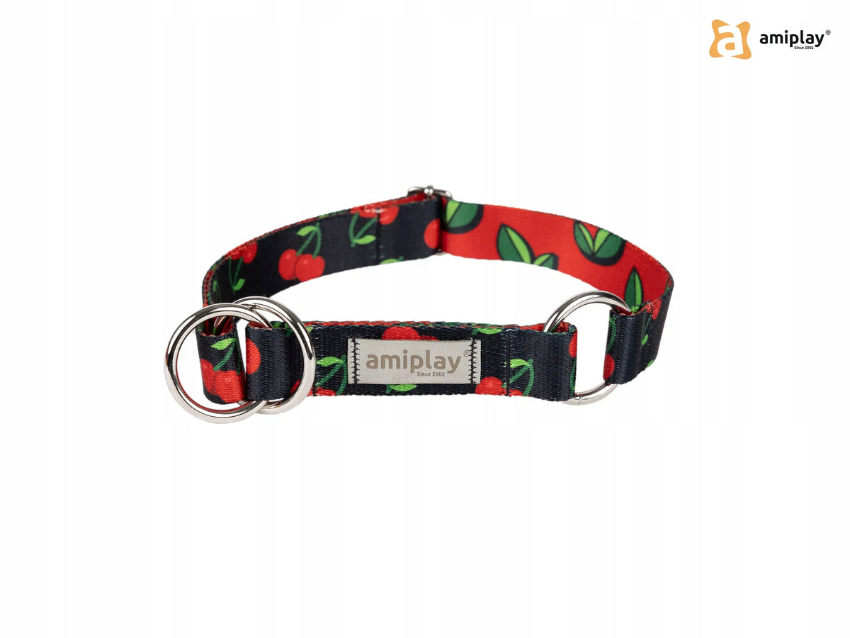 SEMI-CLAMP COLLAR AMIPLAY BEHAPPY L CHERRY FOR DOG