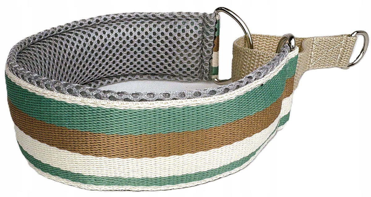 SEMI-CLAMP COLLAR-MARTINGALE WITH TRICOLOR LINING 24-32CM/40MM GREEN