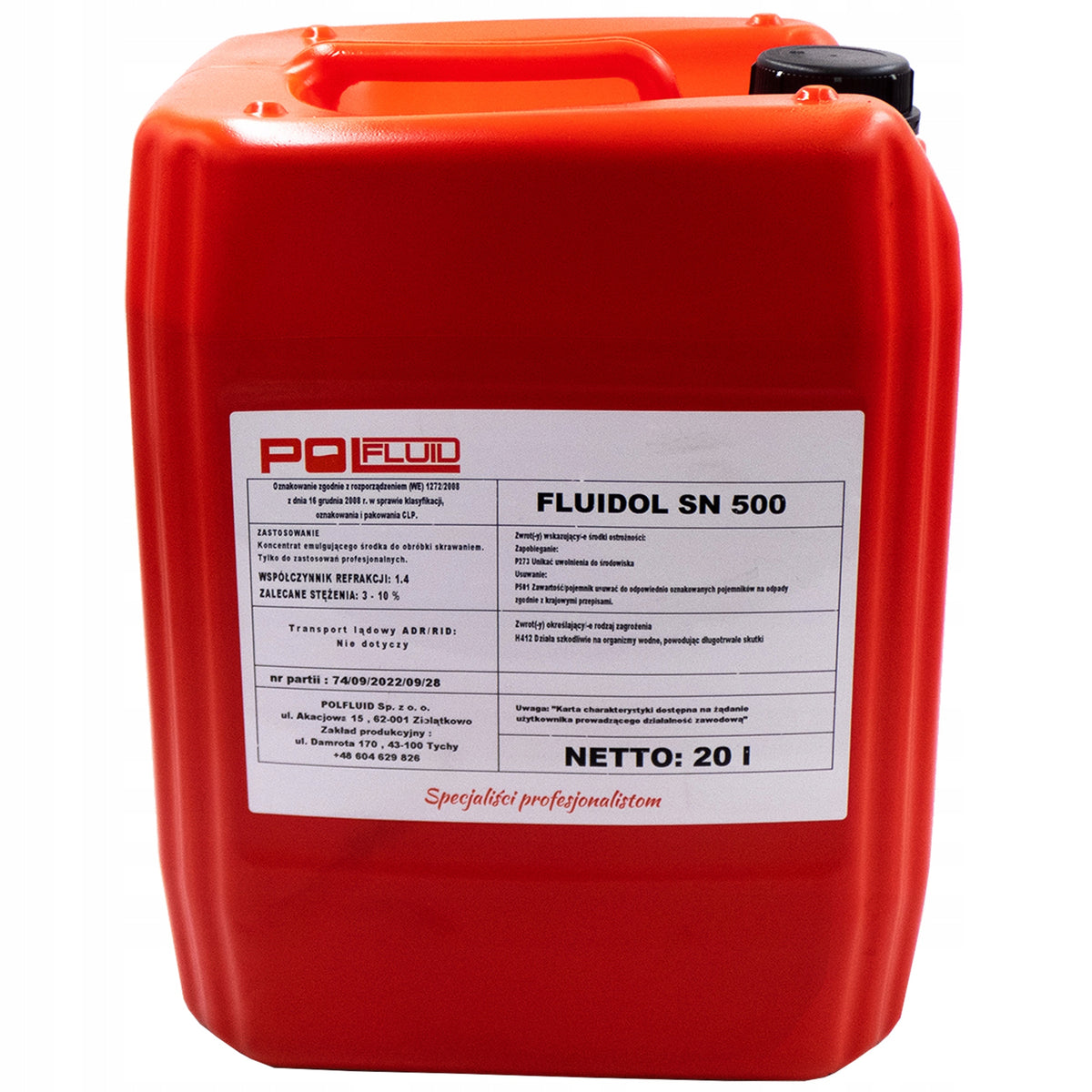 SEMI-SYNTHETIC COOLANT POLFLUID SN500 20L Manufacturer code SN500