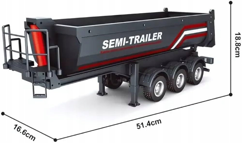SEMITRAILER TIPPER 1509 REMOTE CONTROLLED FOR SLIDING 1501 HUINA H-TOYS 1:18 Manufacturer code 1509_black