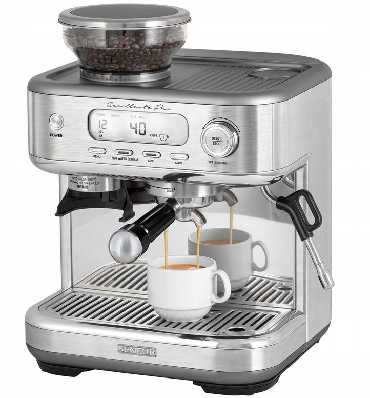 SENCOR SES6050SS coffee maker 15-BAR milk frother heat grinder