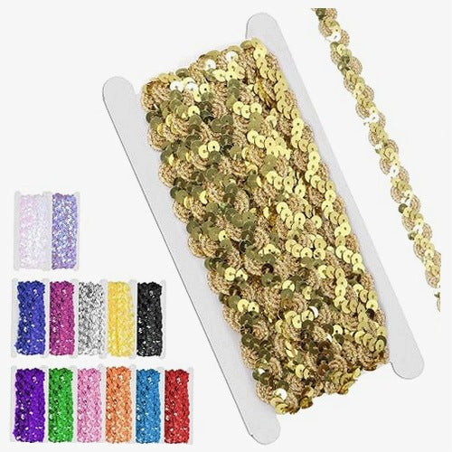 SEQUIN LACE GOLD FOR SEWING DECORATIVE 10 M FOR SEAMSTRESS FOR DRESSES