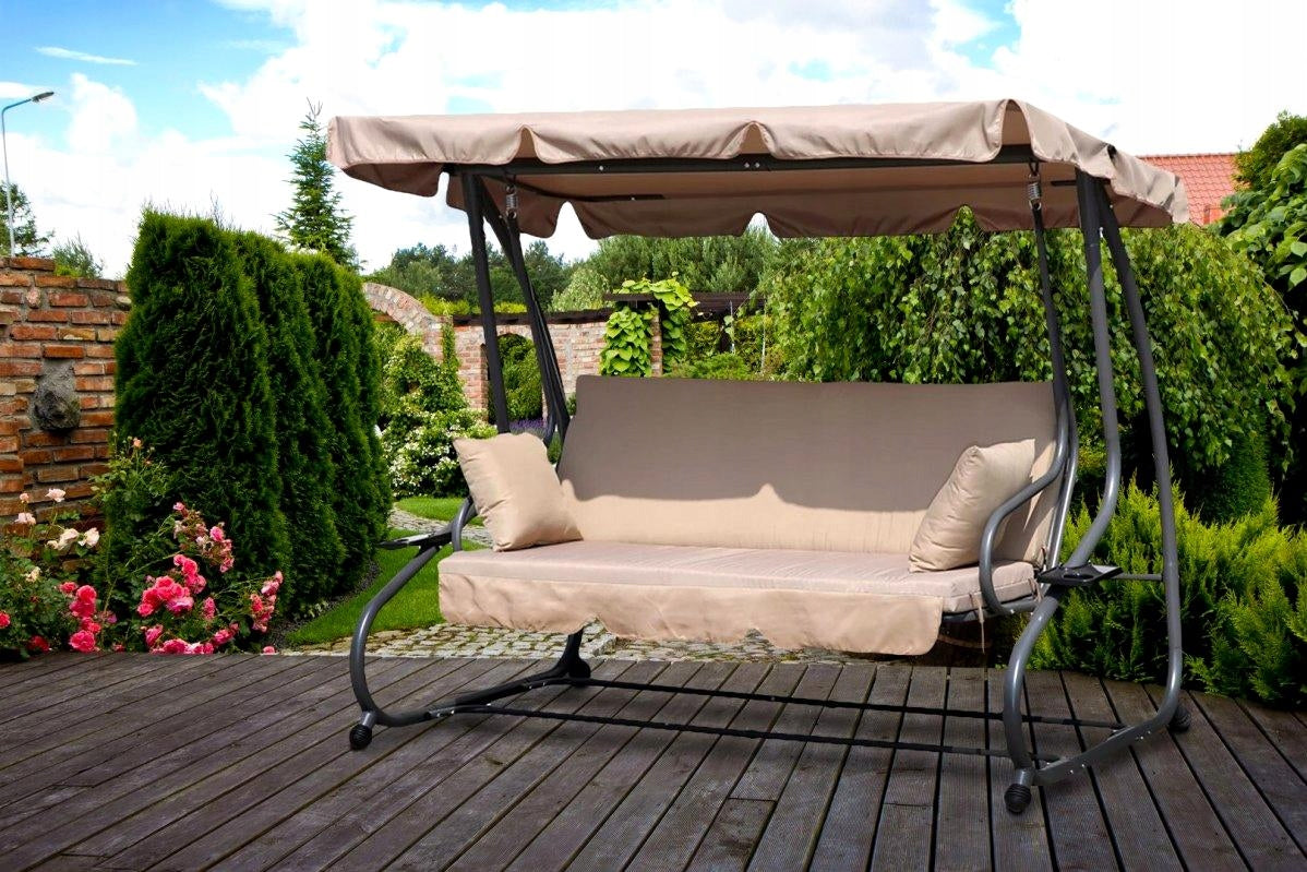 SERENA GARDEN SWING, 3-SEATER, FOLD-OUT 2IN1, MATTRESS, PILLOWS Packaging status original