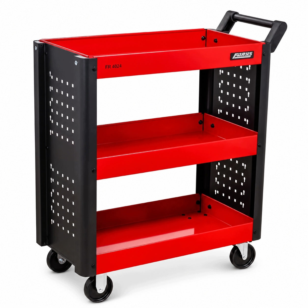 SERVICE WORKSHOP TOOL TROLLEY ON WHEELS 3 STEEL SHELVES FARYS