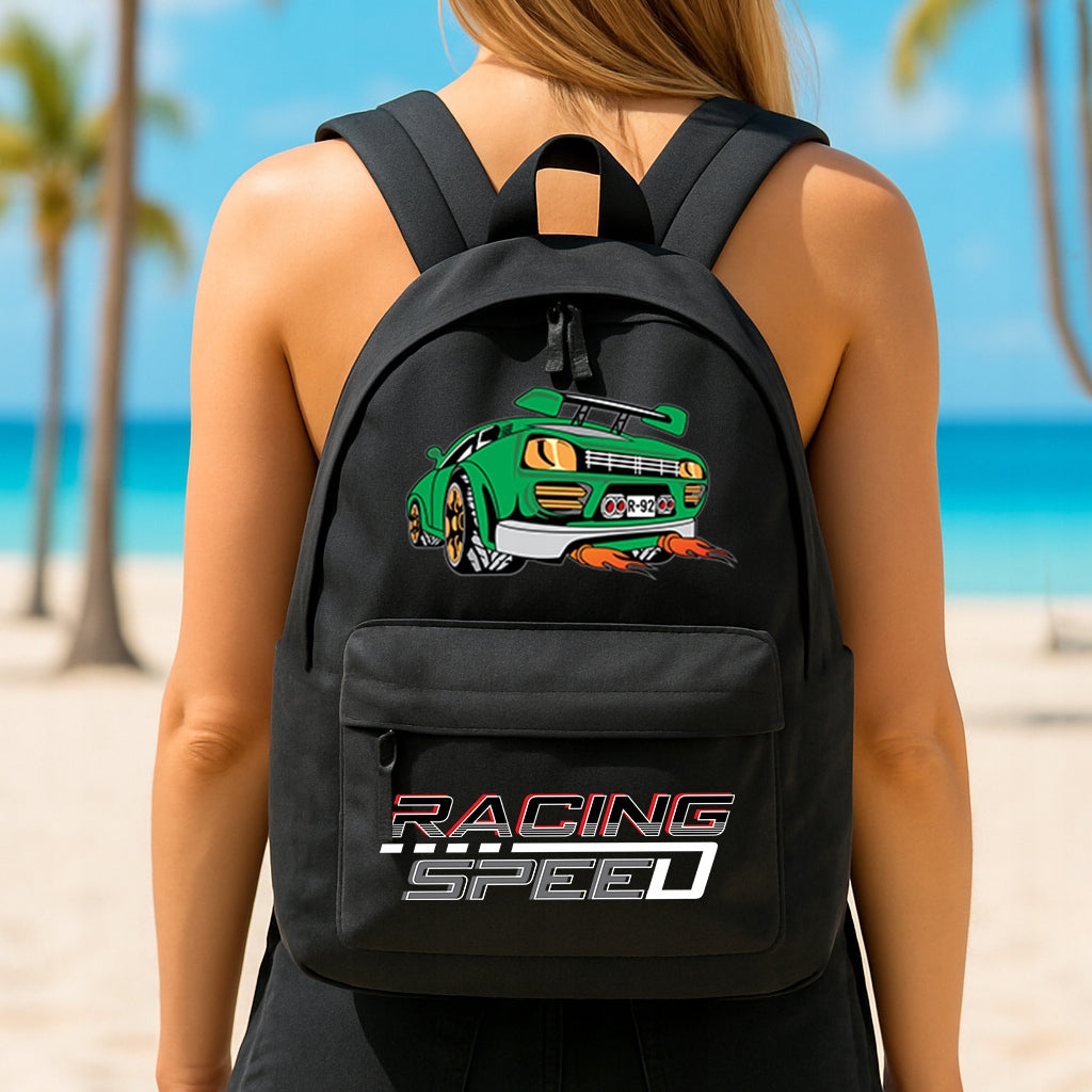 SET BACKPACK BLACK PENCIL CASE PIN RACING SPEED YOUTH CAR Packaging status original