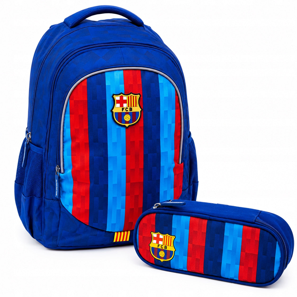 SET BACKPACK PENCIL CASE SCHOOL SATCHEL FOR BOY FOOTBALL FC BARCELONA