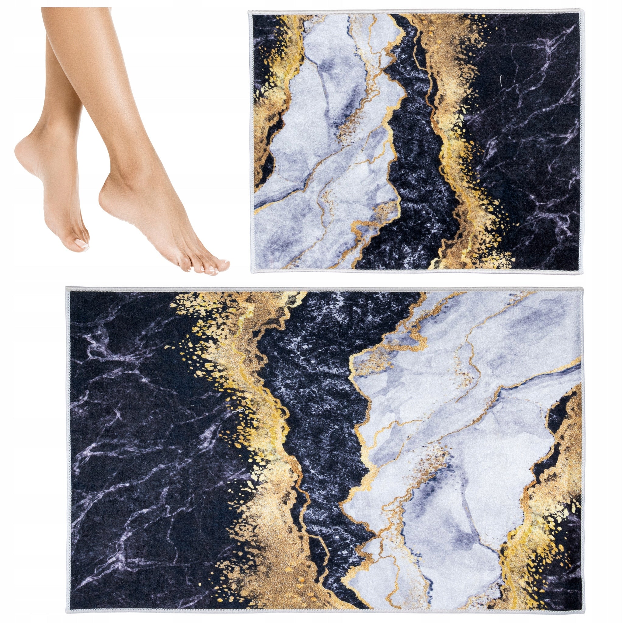 SET BATHROOM RUGS 2 PACK NON-SLIP FASHIONABLE MODERN DESIGN