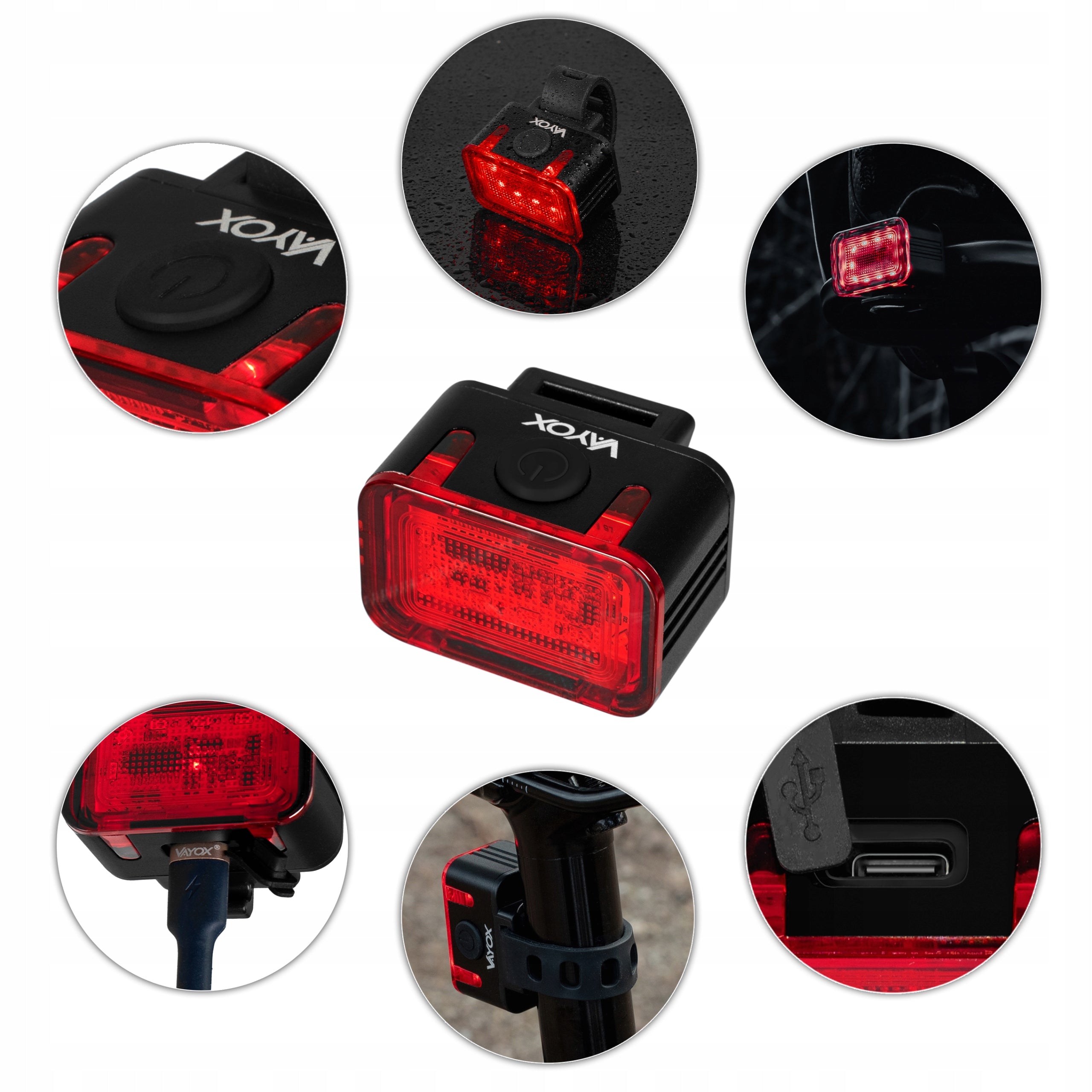 SET BICYCLE LIGHT USB FRONT REAR LIGHT REAR FRONT AKU VAYOX Brand Vayox