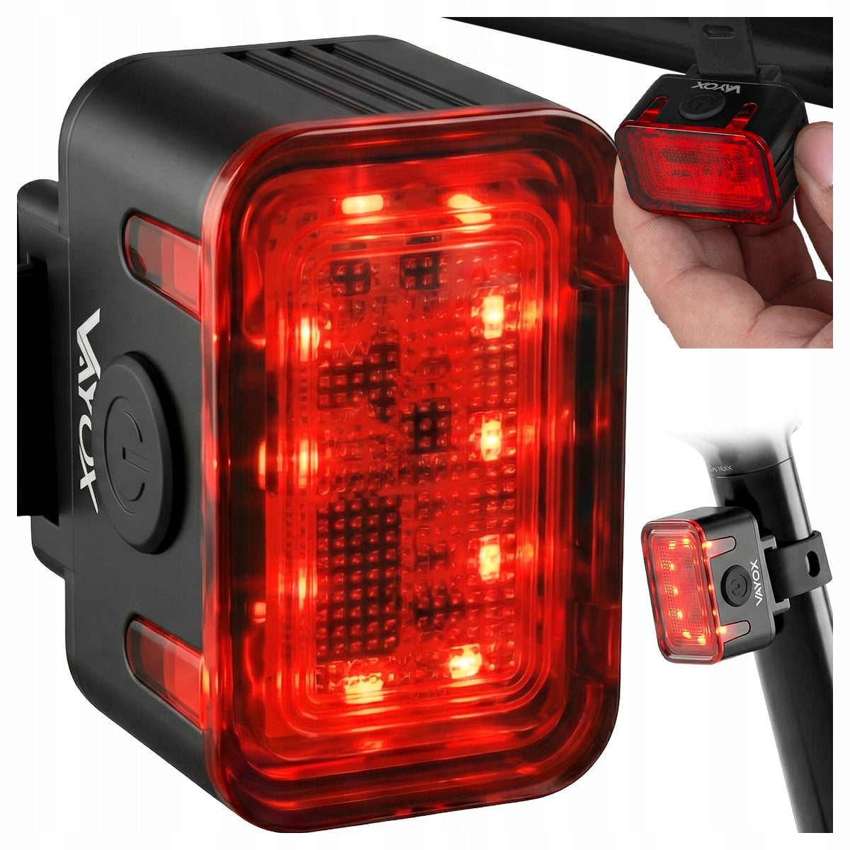 SET BICYCLE LIGHT USB FRONT REAR LIGHT REAR FRONT AKU VAYOX Model Lampki rowerowe oświetlenie VA0153 + VA0152