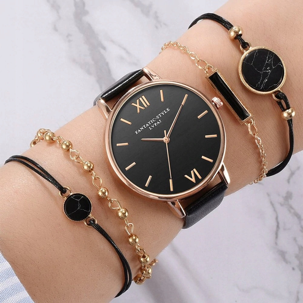 SET BRACELETS 5in1 BLACK Classic WOMEN'S Elegant for Women Manufacturer code ZESTAW ZEGAREK BRANSOLETKI Z146