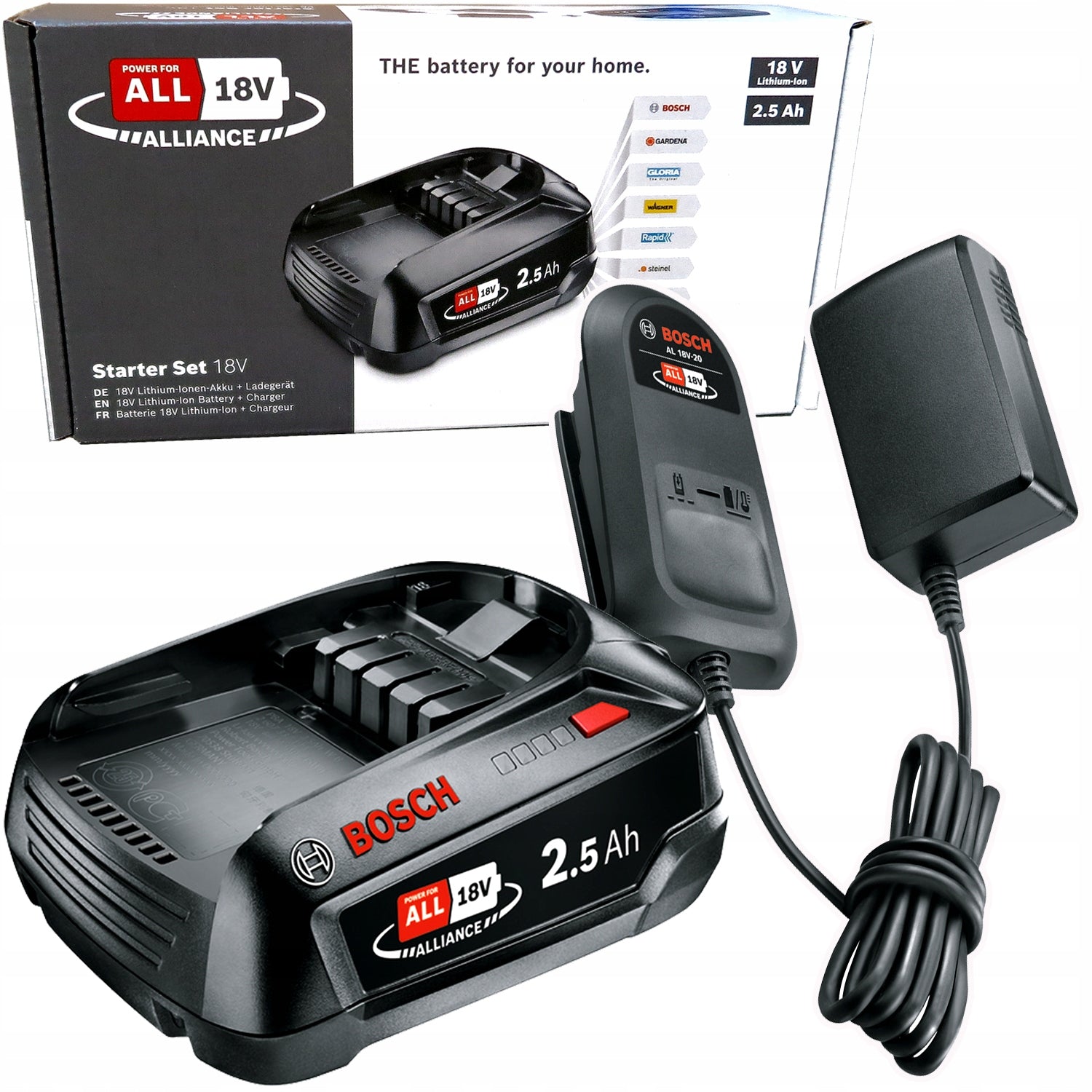 SET Battery PBA 18V 2,5Ah + Charger AL18V-20 BOSCH 1600A02625