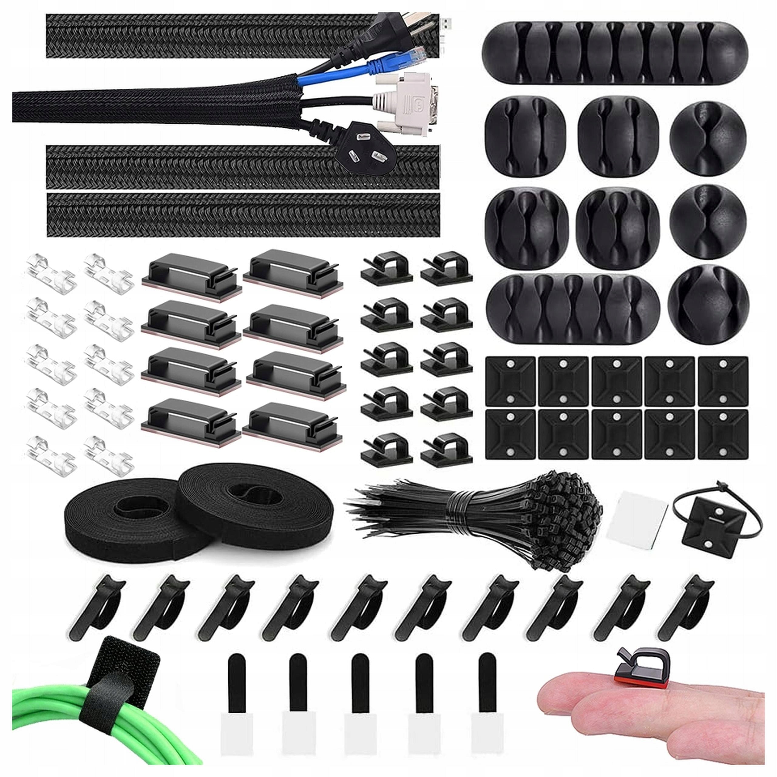 SET CABLE ORGANIZER CLIP HOLDER BRAID CABLE TIE WITH CLIP