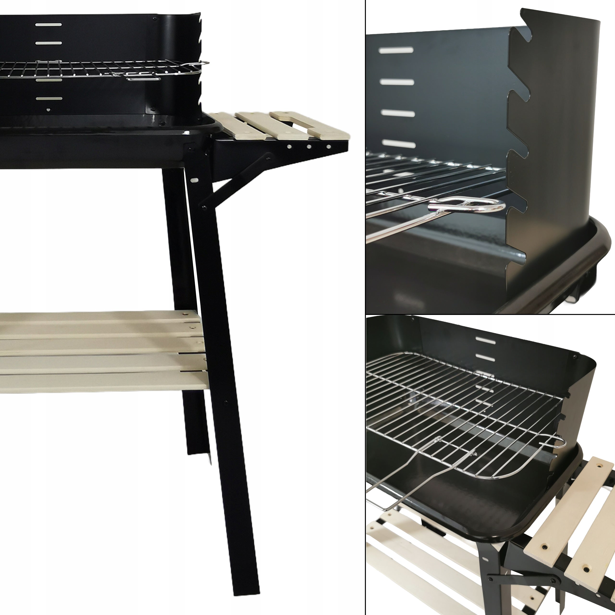SET CHARCOAL GARDEN GRILL WITH SHELVES 5 LEVELS BBQ1002 + 6X TEFLON MAT Grill width 91 cm