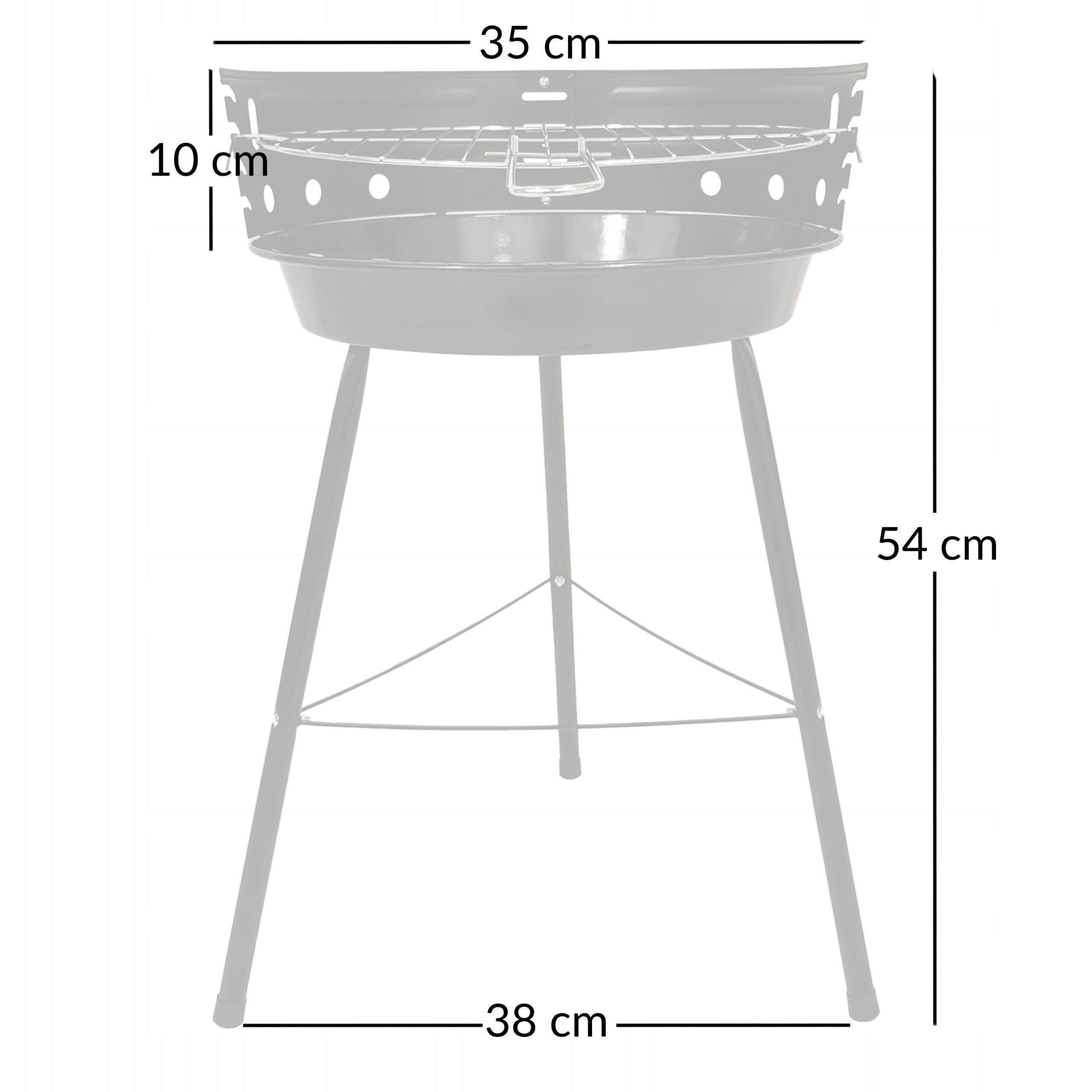 SET CHARCOAL GRILL ROUND TOURIST GRATE BBQ 1007 Grill height 55 cm