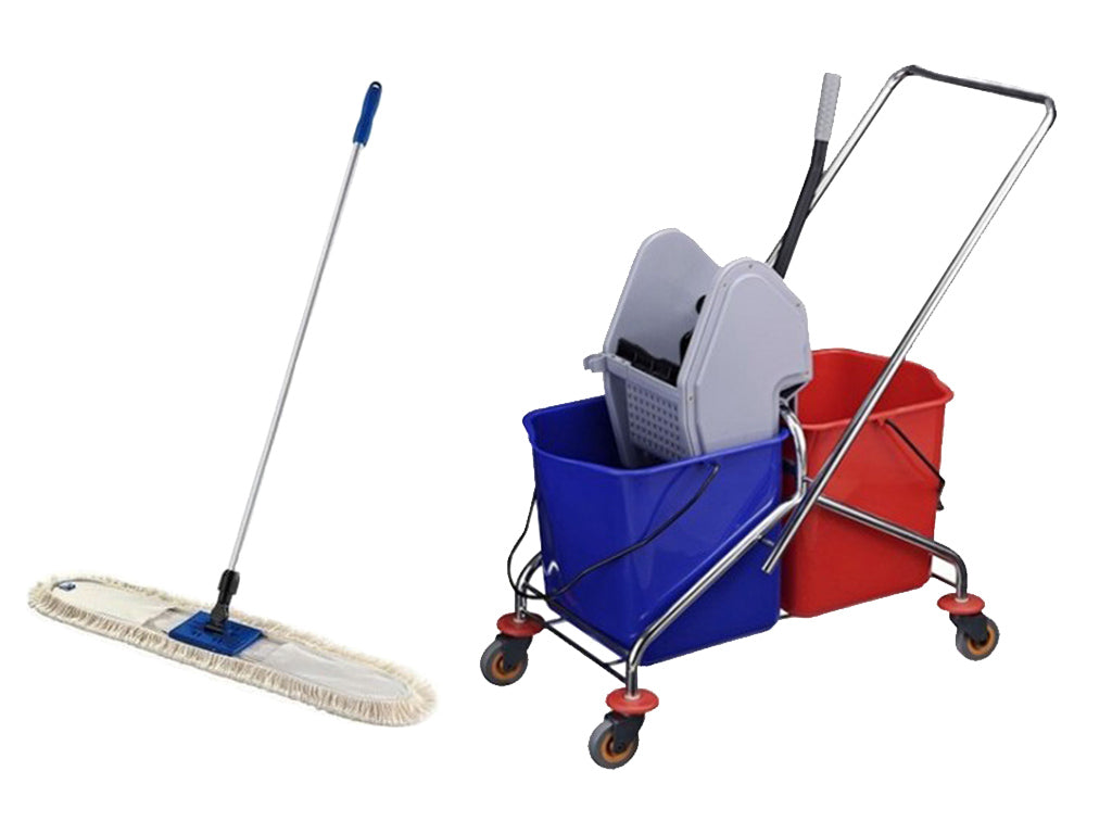 SET CHROME cleaning trolley 2x20l + mop 80 CM