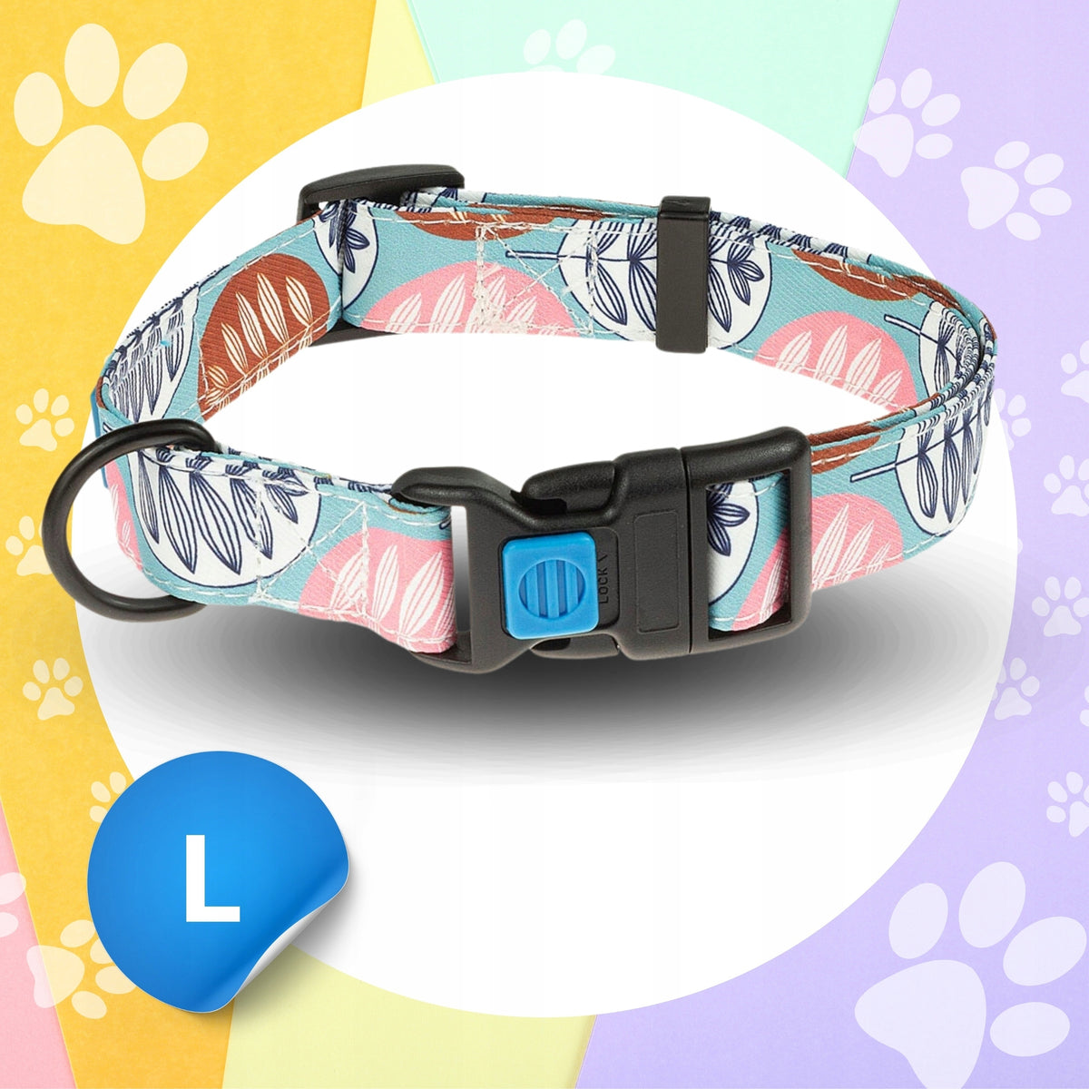 SET COLLAR+Dog LEASH COMFORTABLE ADJUSTABLE colorful secure buckle L Packaging status original