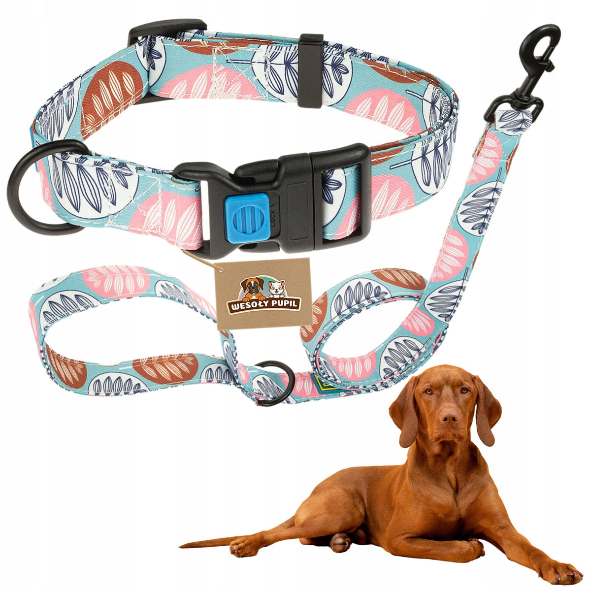 SET COLLAR+Dog LEASH COMFORTABLE ADJUSTABLE colorful secure buckle L