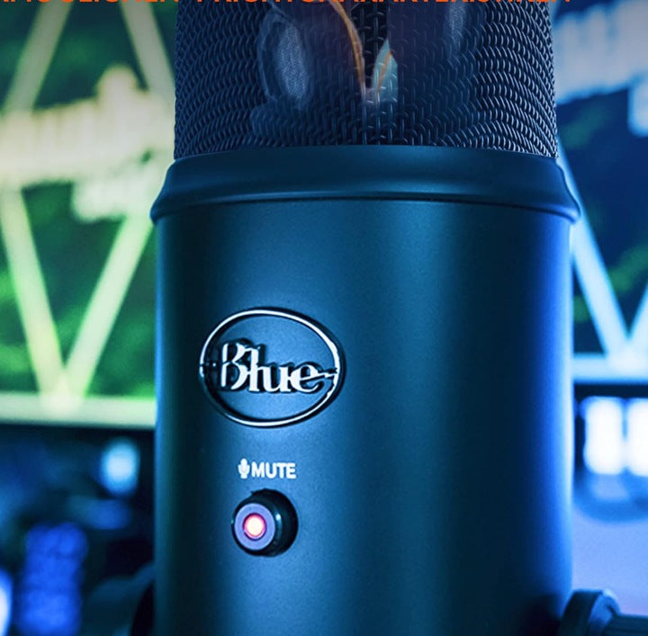 SET CONDENSER MICROPHONE BLUE YETI BLACKOUT + TRIPOD + POP Packaging status original