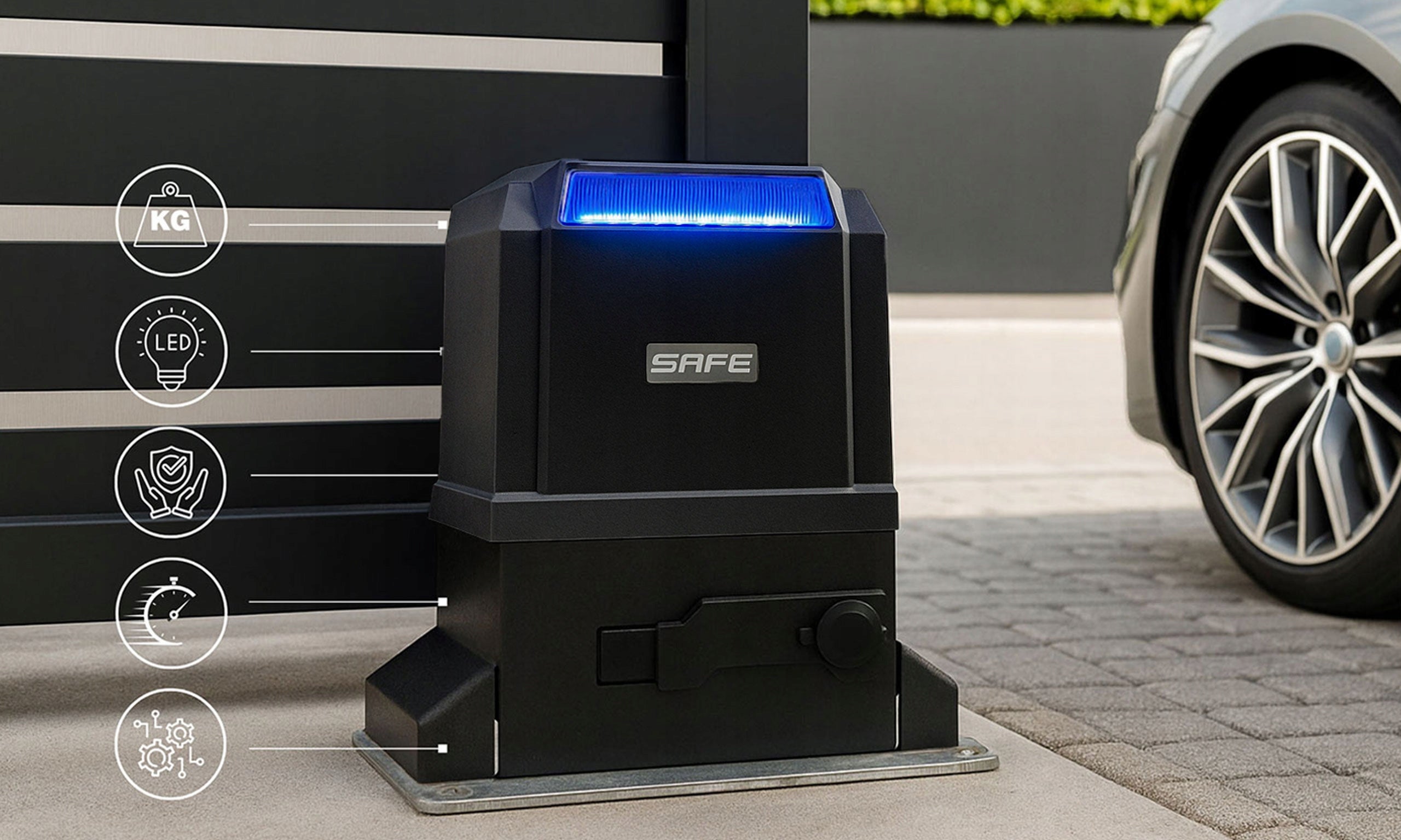 SET DRIVE FOR SLIDING GATE 800 kg 2 REMOTE CONTROLS WIFI strip TUYA actuator EAN (GTIN) 5903991448101