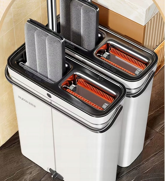 SET FLAT MOP BUCKET SLIM NARROW TWO-CHAMBER WITH SQUEEZER +2 CARTRIDGES 33cm Manufacturer code ZESTAW DO MYCIA SPRZĄTANIA SEPARACJA WODY