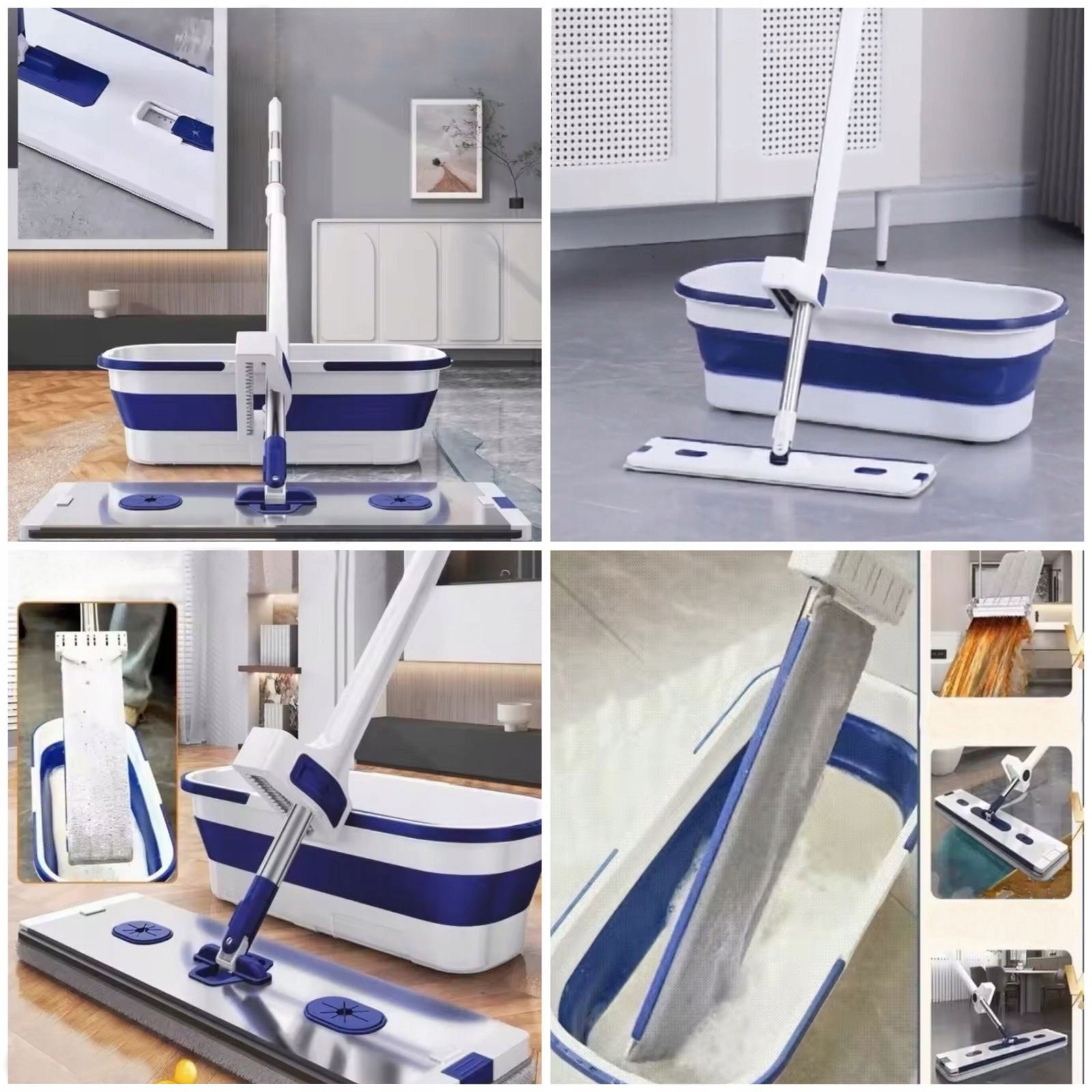 SET FLAT MOP WITH SQUEEZER + FOLDING BUCKET + 2 PADS Manufacturer code Wiaderko silikonowe składane