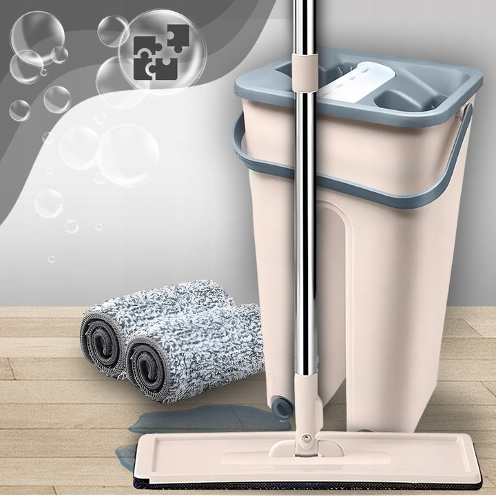 SET FLAT MOP WITH TWO-CHAMBER BUCKET SQUEEZER 2 MICROFIBER CARTRIDGES Packaging status original